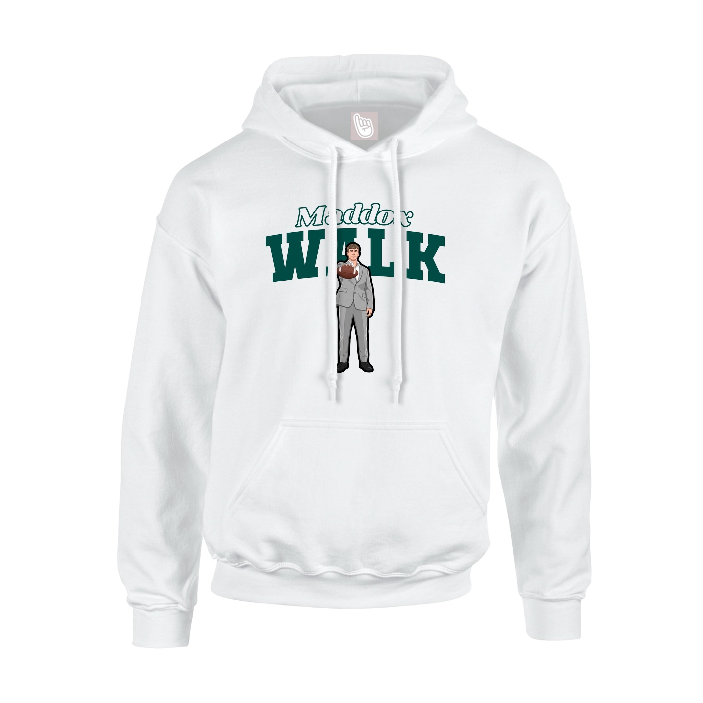Youth Hoodie — Name Arch in White