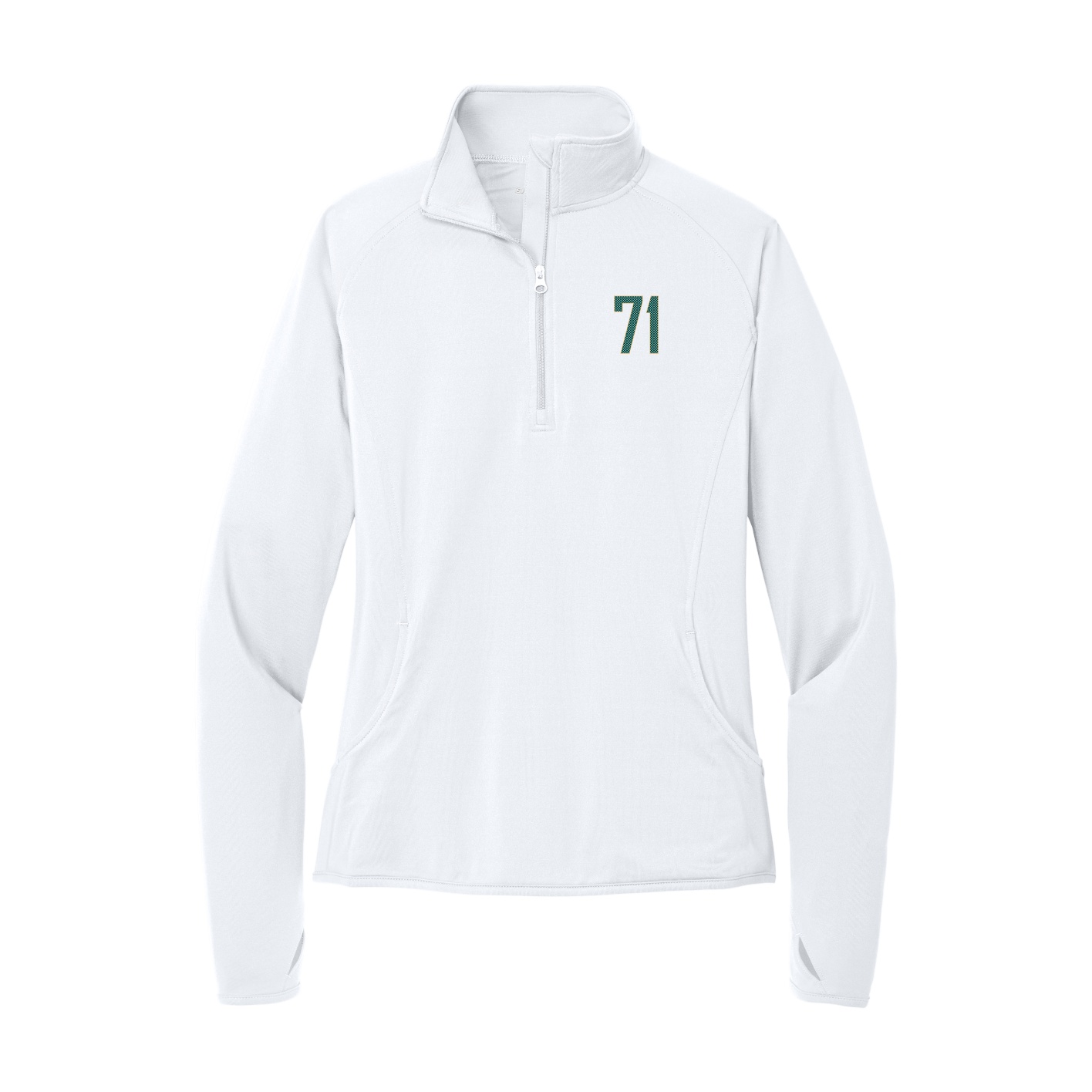 Women's Q-Zip Pullover — Front Shirsy in White