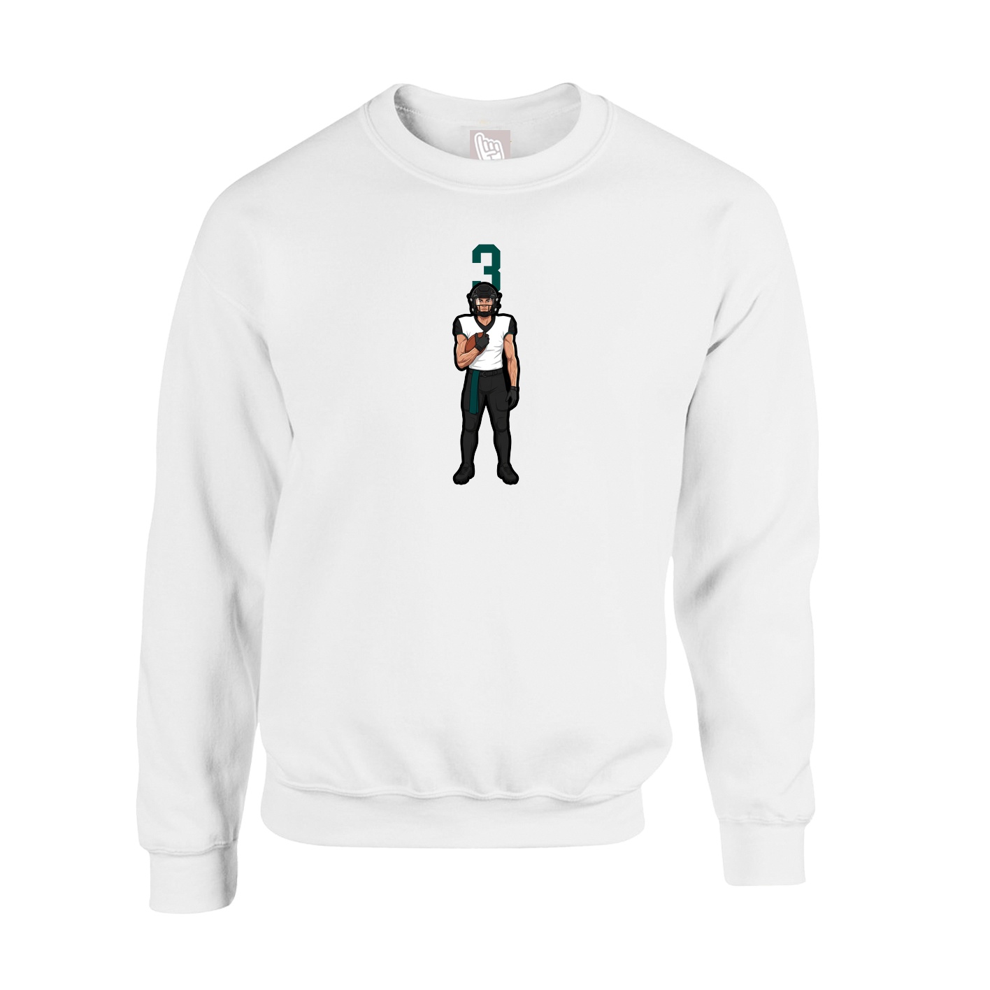 Fleece Crew — Number Top in White