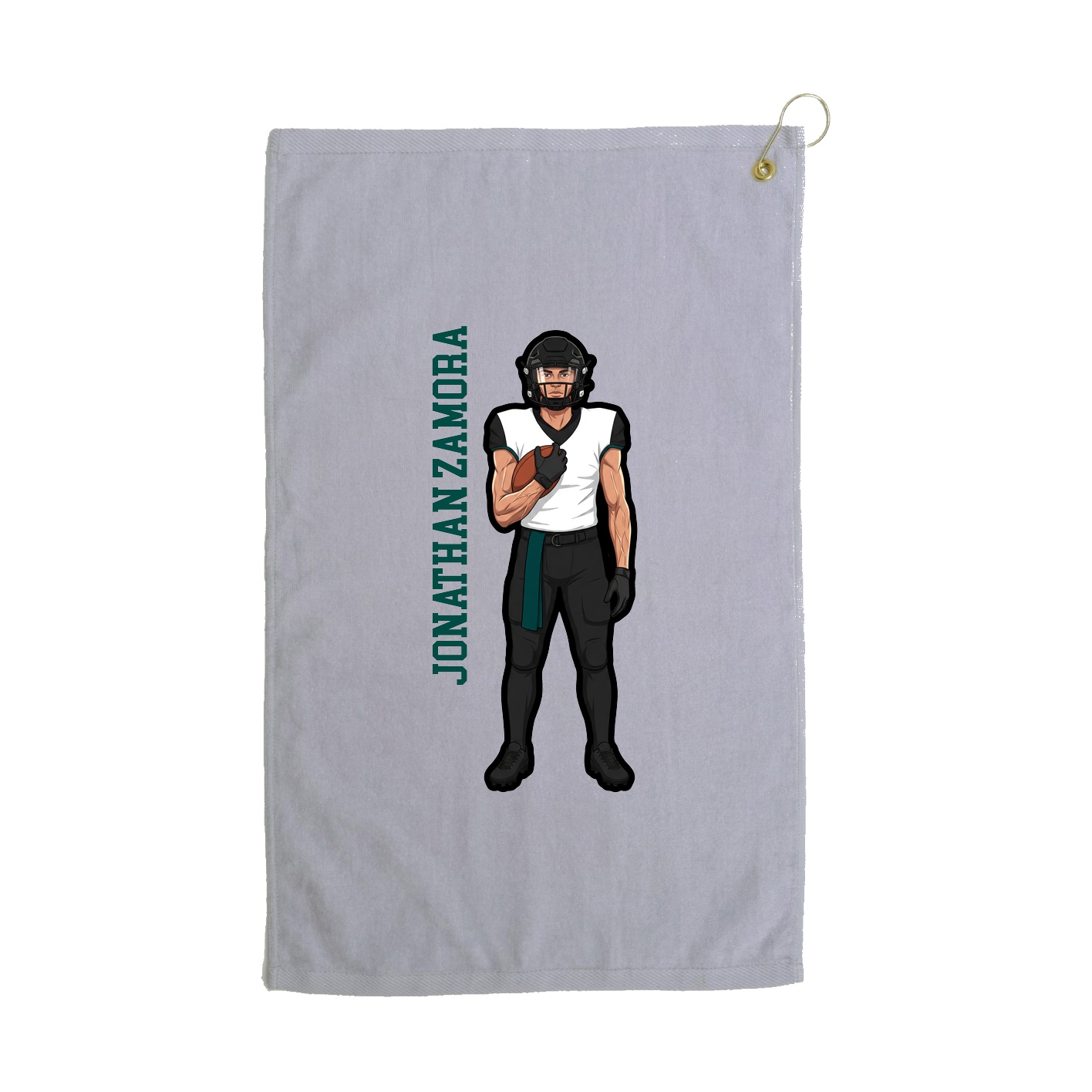 Golf Towel — Name Vertical in Grey