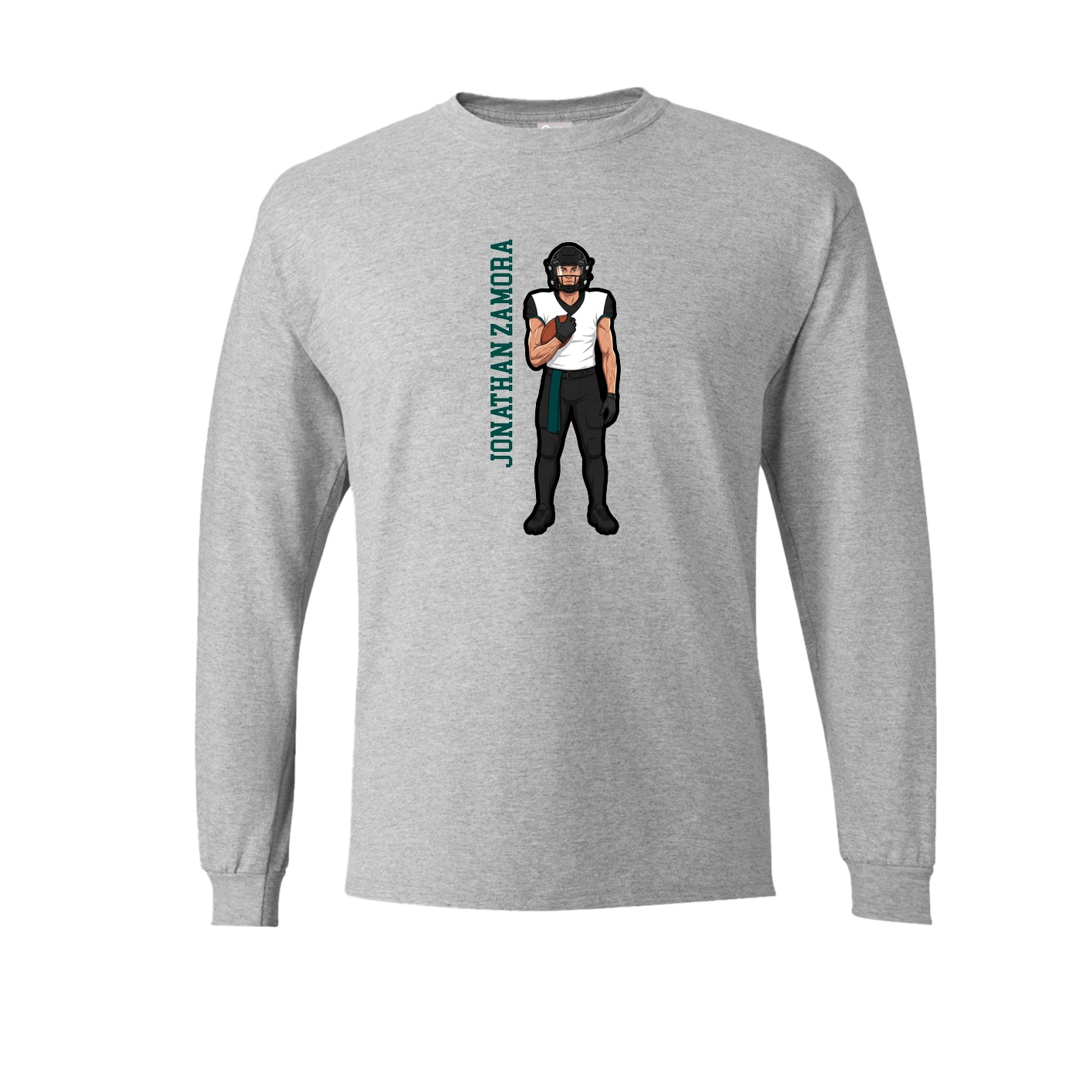 Long Sleeve Tee — Name Vertical in Grey