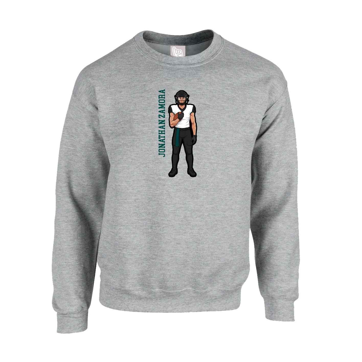 Fleece Crew — Name Vertical in Grey