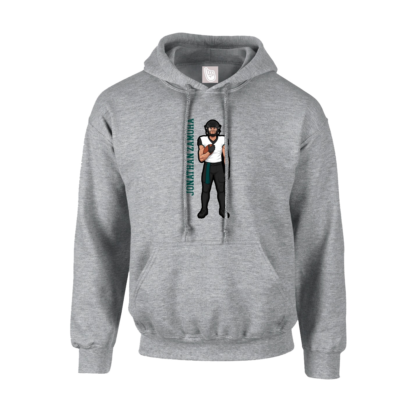 Youth Hoodie — Name Vertical in Grey