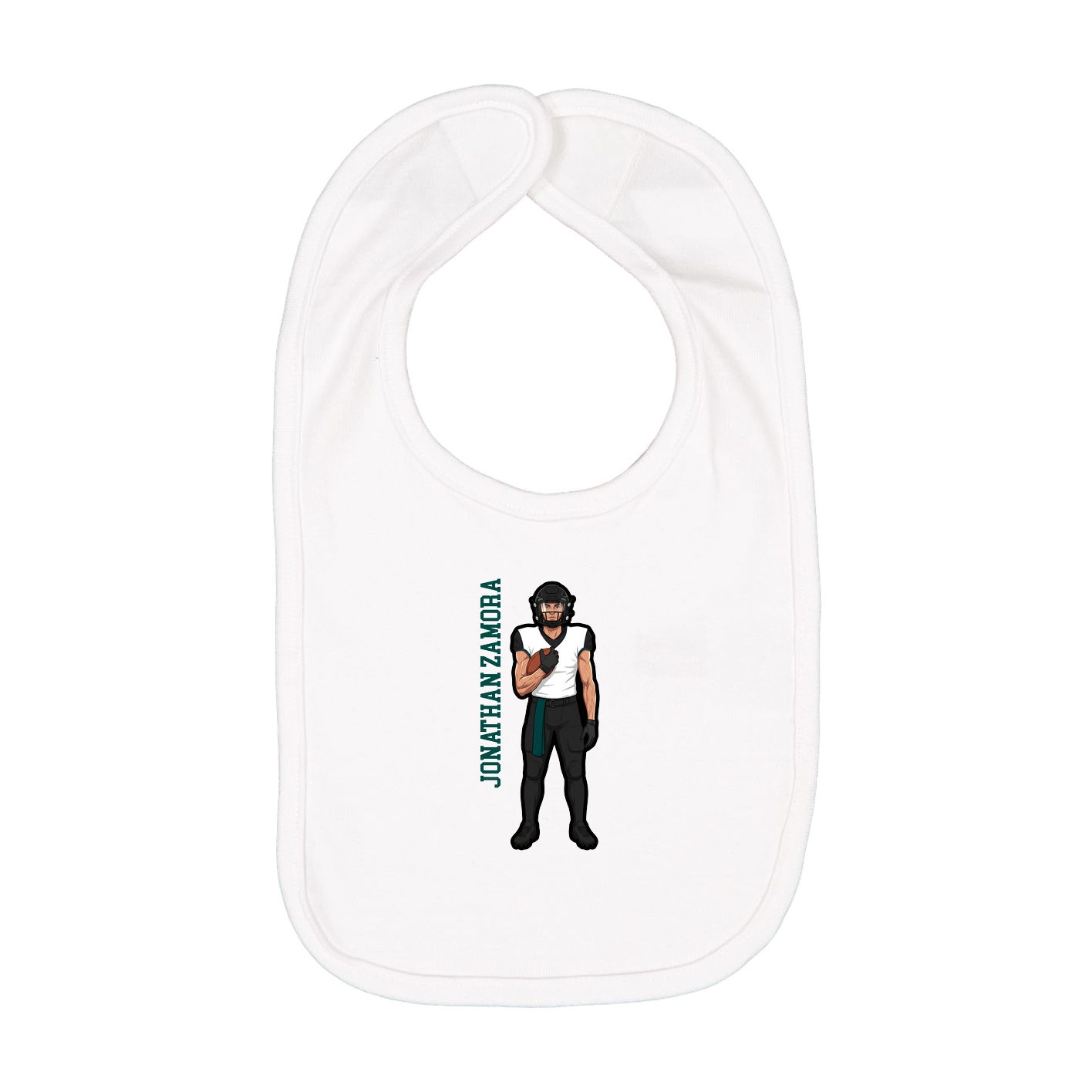 Infant Bib — Name Vertical in White