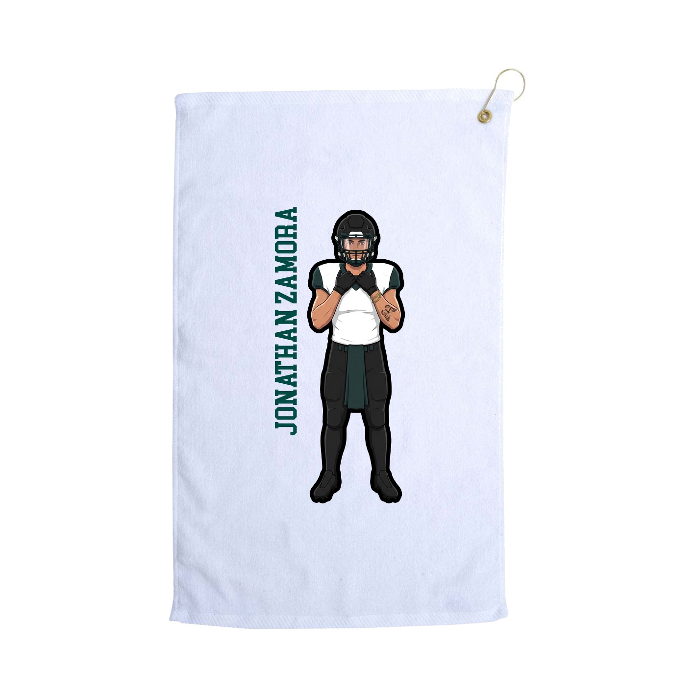 Golf Towel — Name Vertical in White