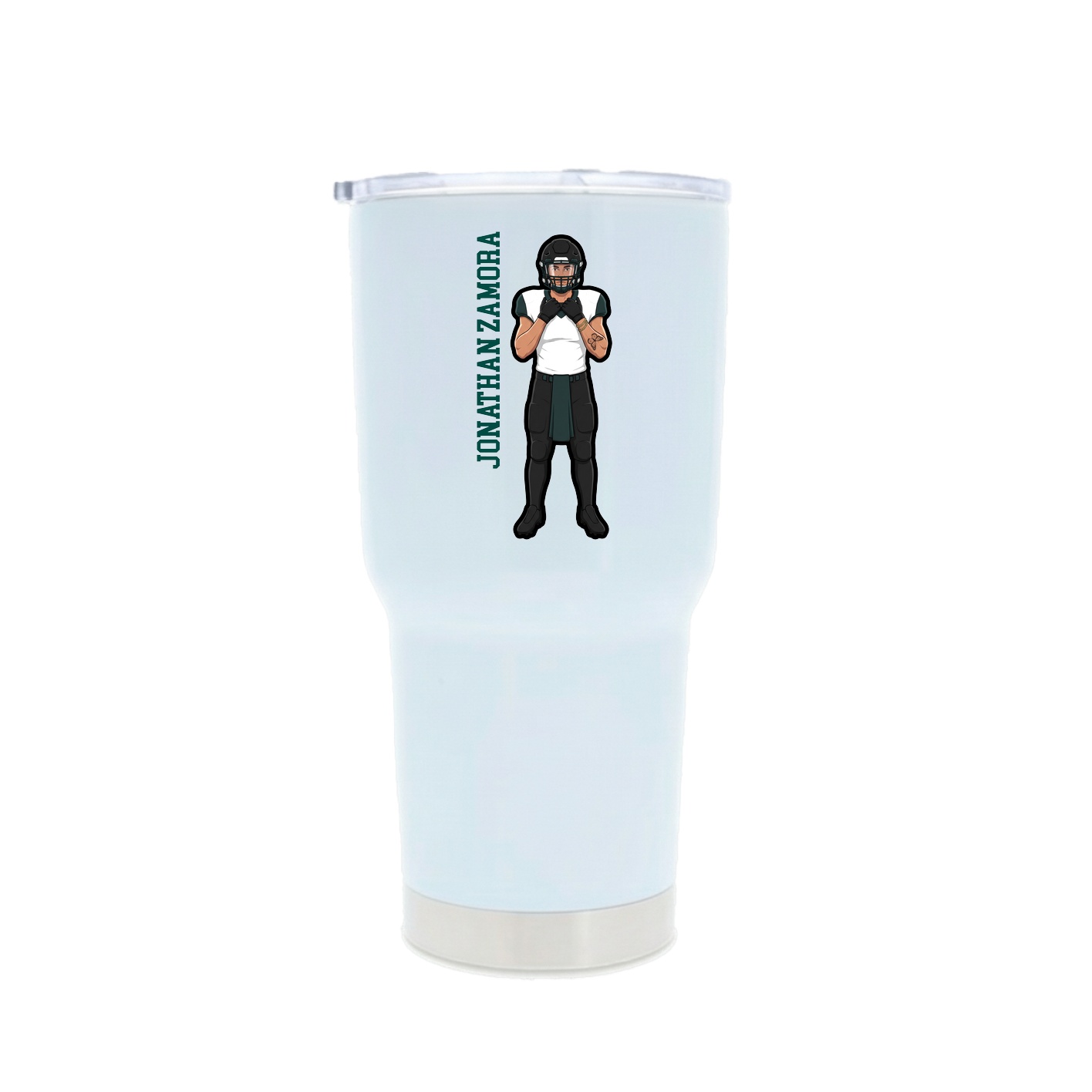 30oz Stainless Steel Tumbler — Name Vertical in White