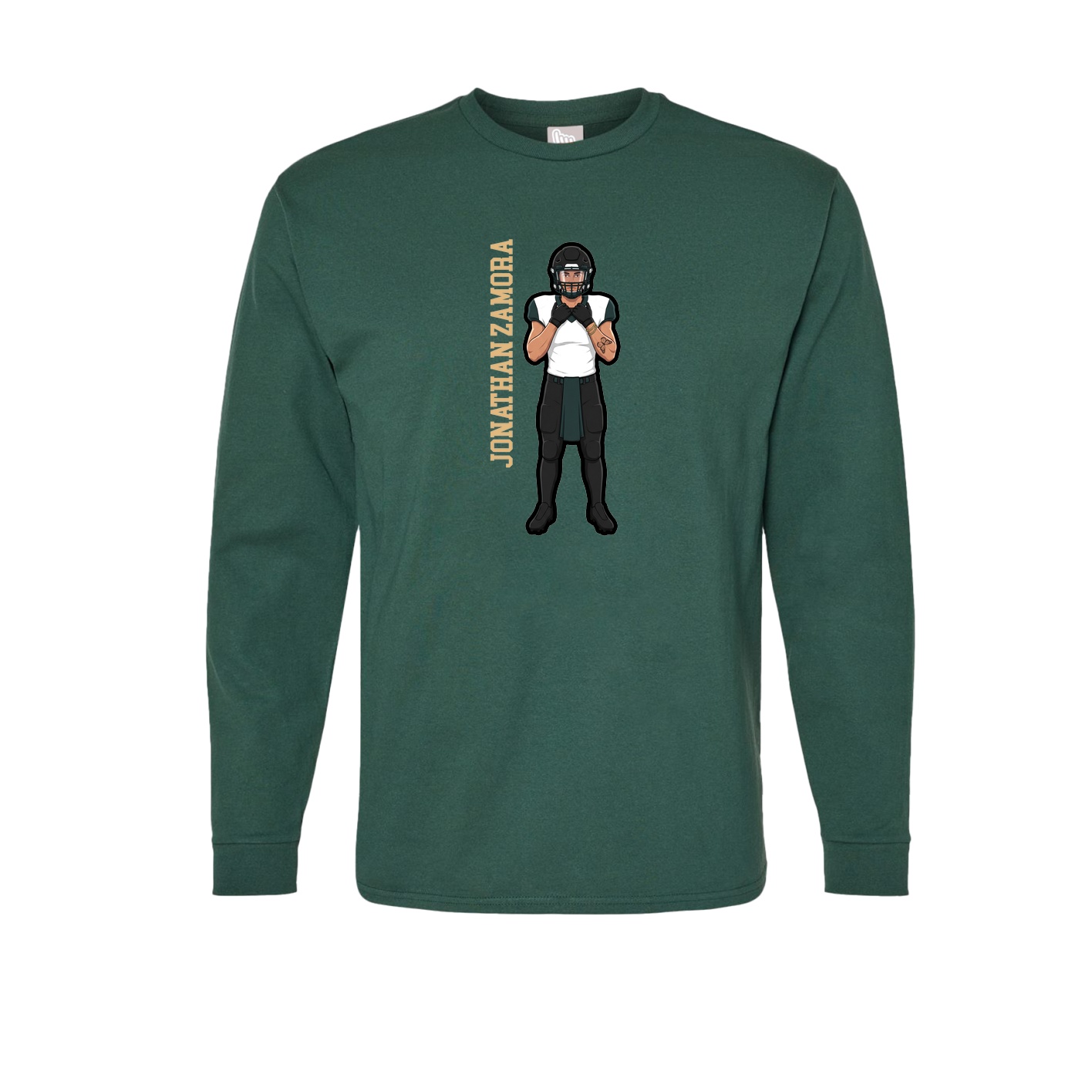 Long Sleeve Tee — Name Vertical in Green