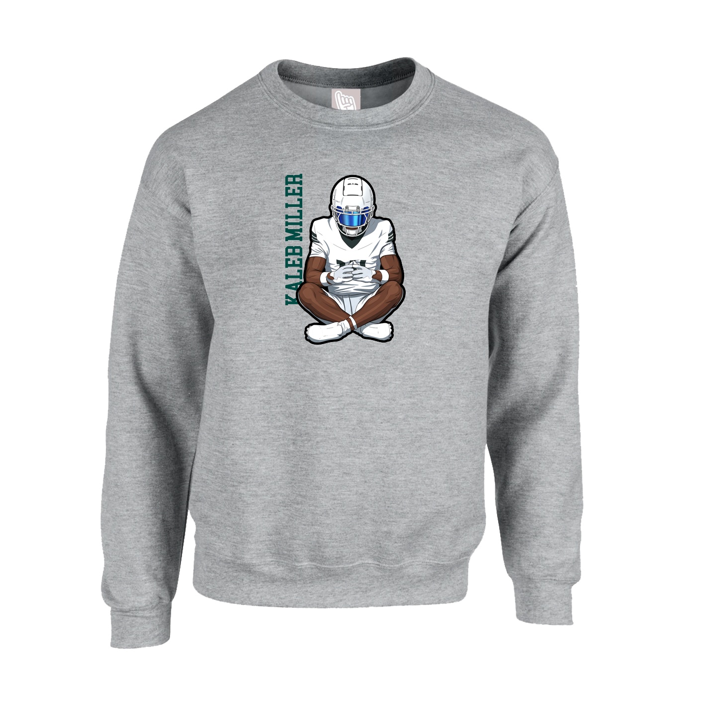 Fleece Crew — Name Vertical in Grey