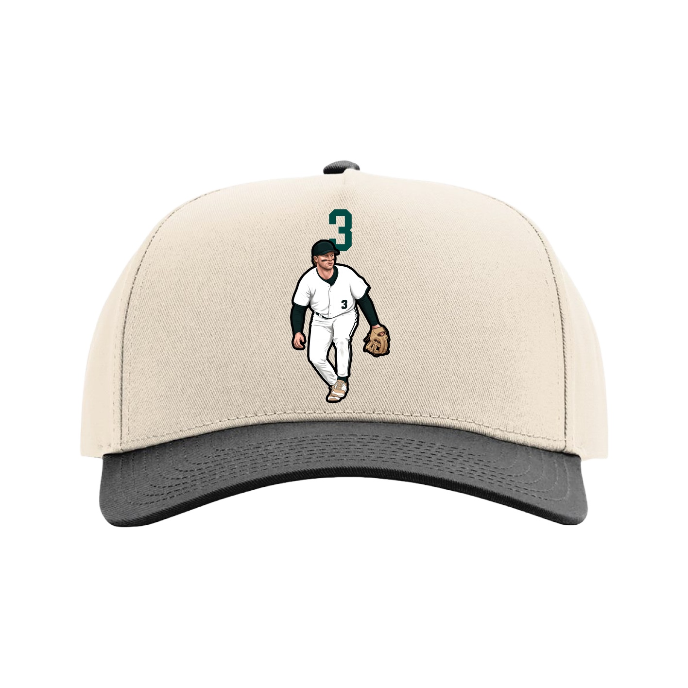 Full Fabric Five-Panel Champ Cap — Number Top in Cream/Black