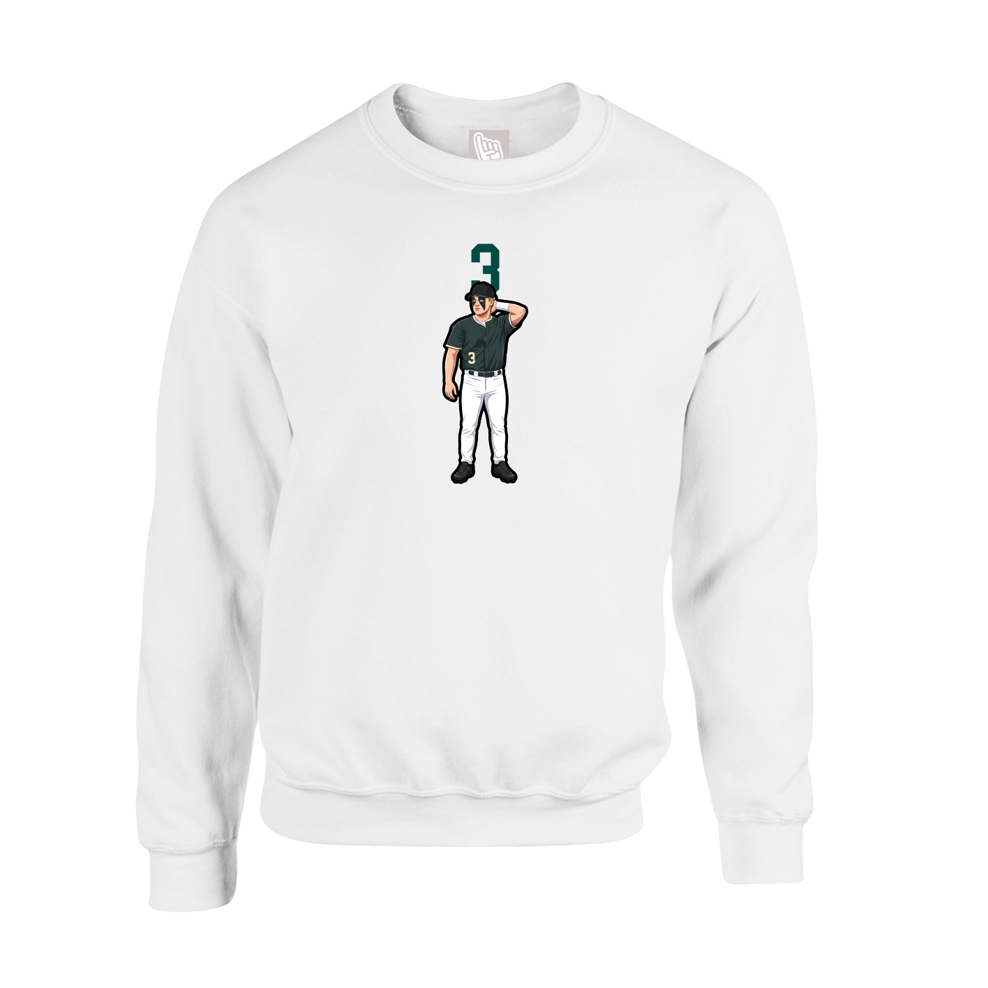 Fleece Crew — Number Top in White
