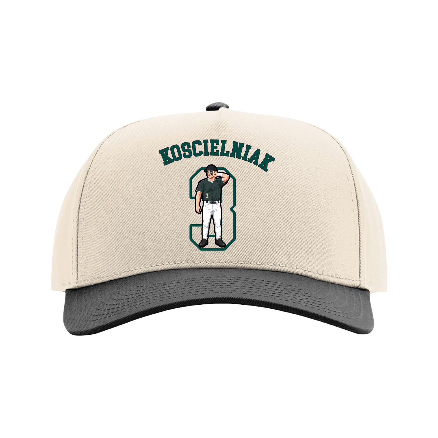 Full Fabric Five-Panel Champ Cap — Shirsey Arch in Cream/Black