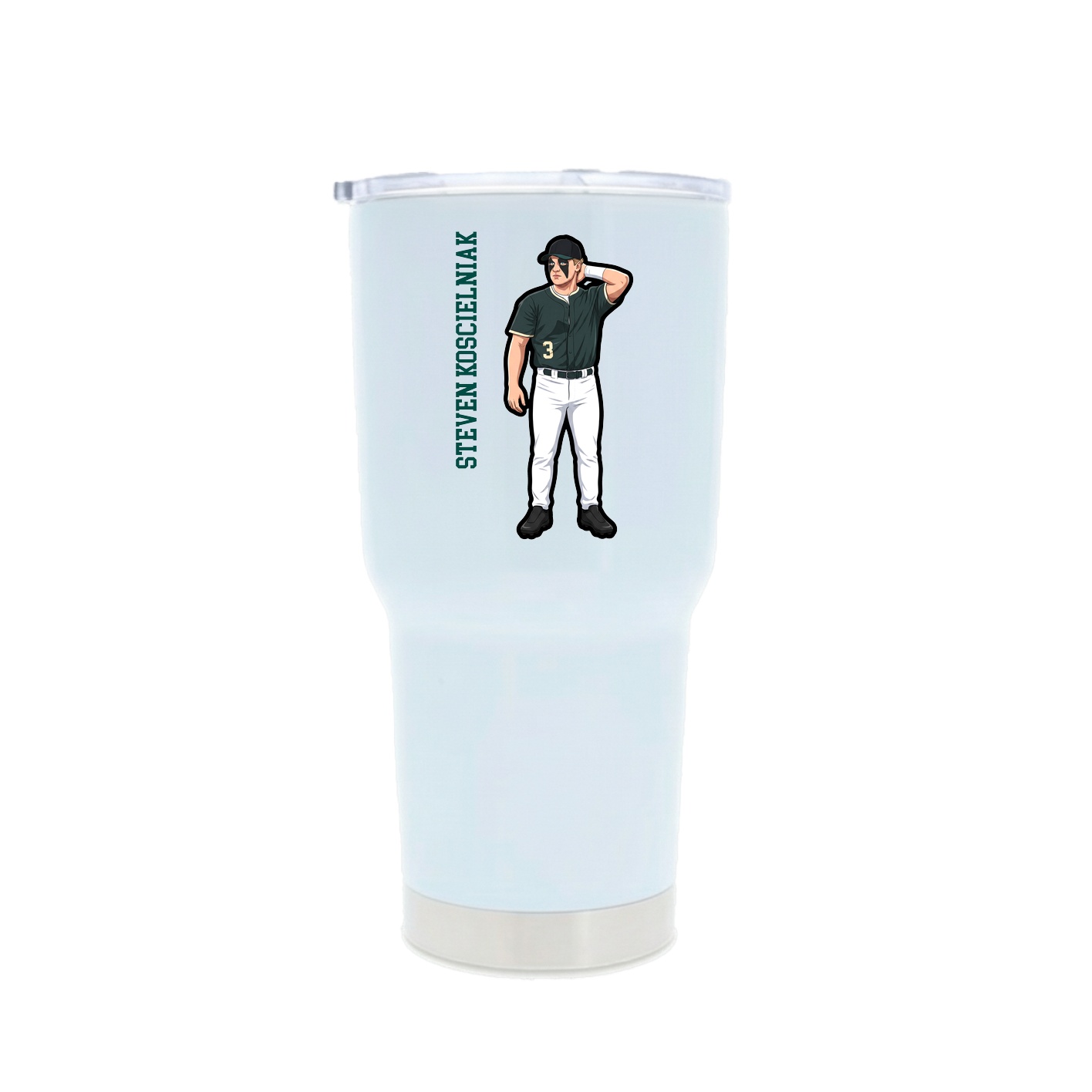 30oz Stainless Steel Tumbler — Name Vertical in White