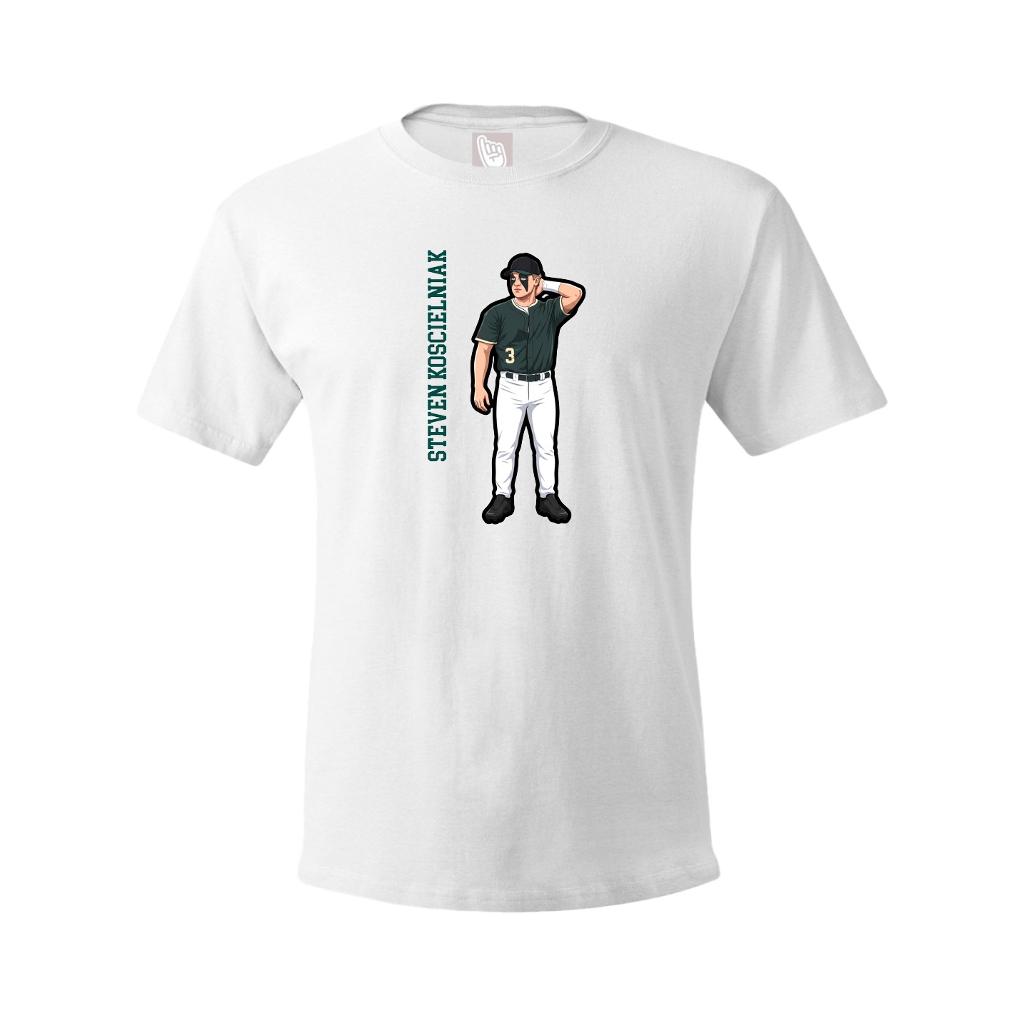 Youth Tee — Name Vertical in White