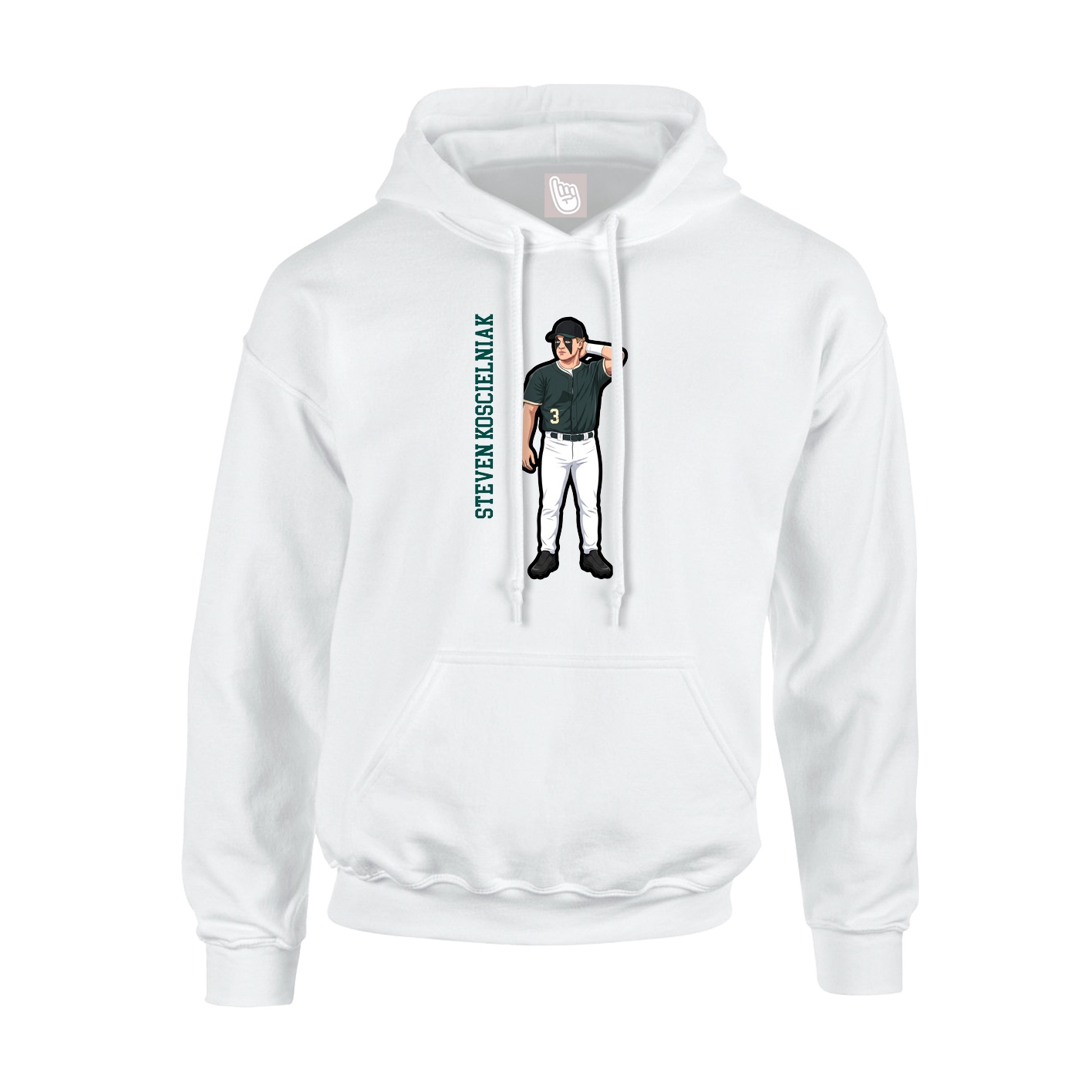 Youth Hoodie — Name Vertical in White