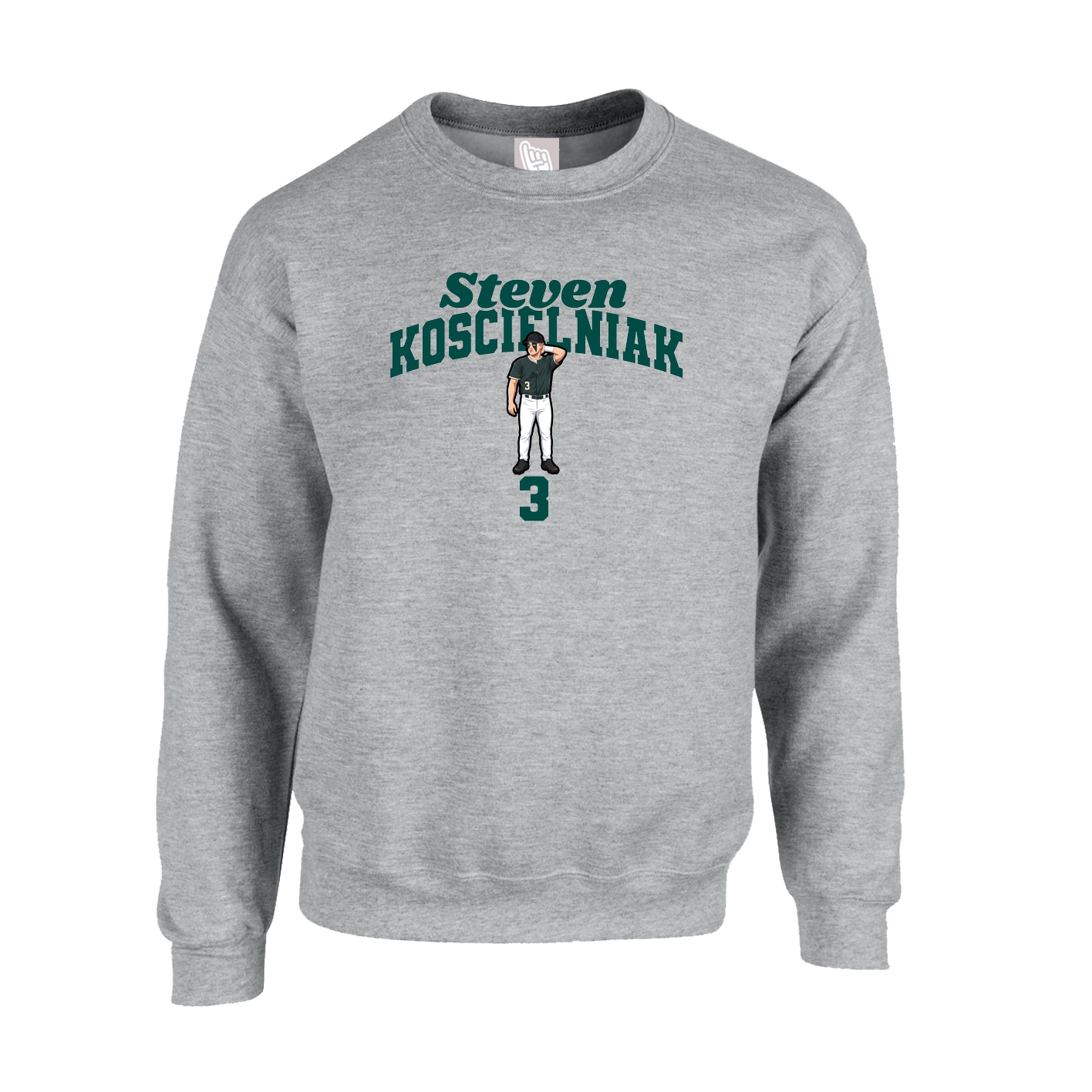 Fleece Crew — Signature Arch in Grey