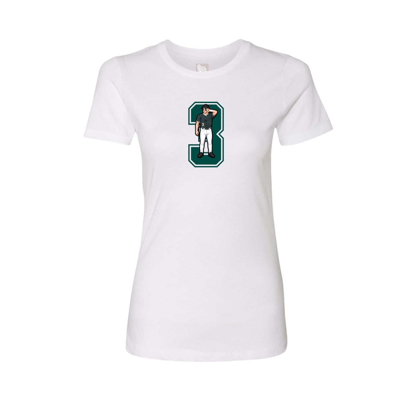 Fitted Women's Tee — Number in White