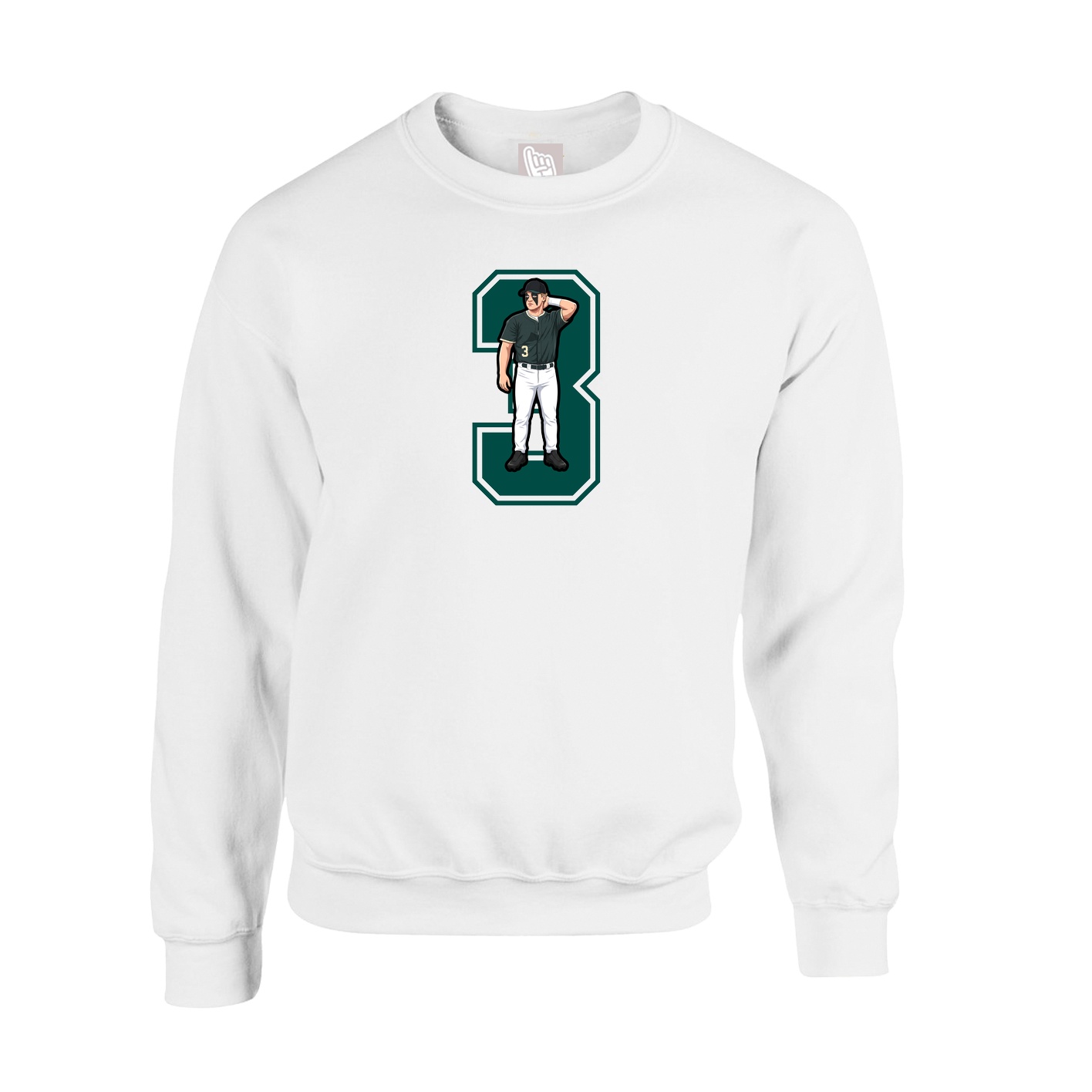 Fleece Crew — Number in White