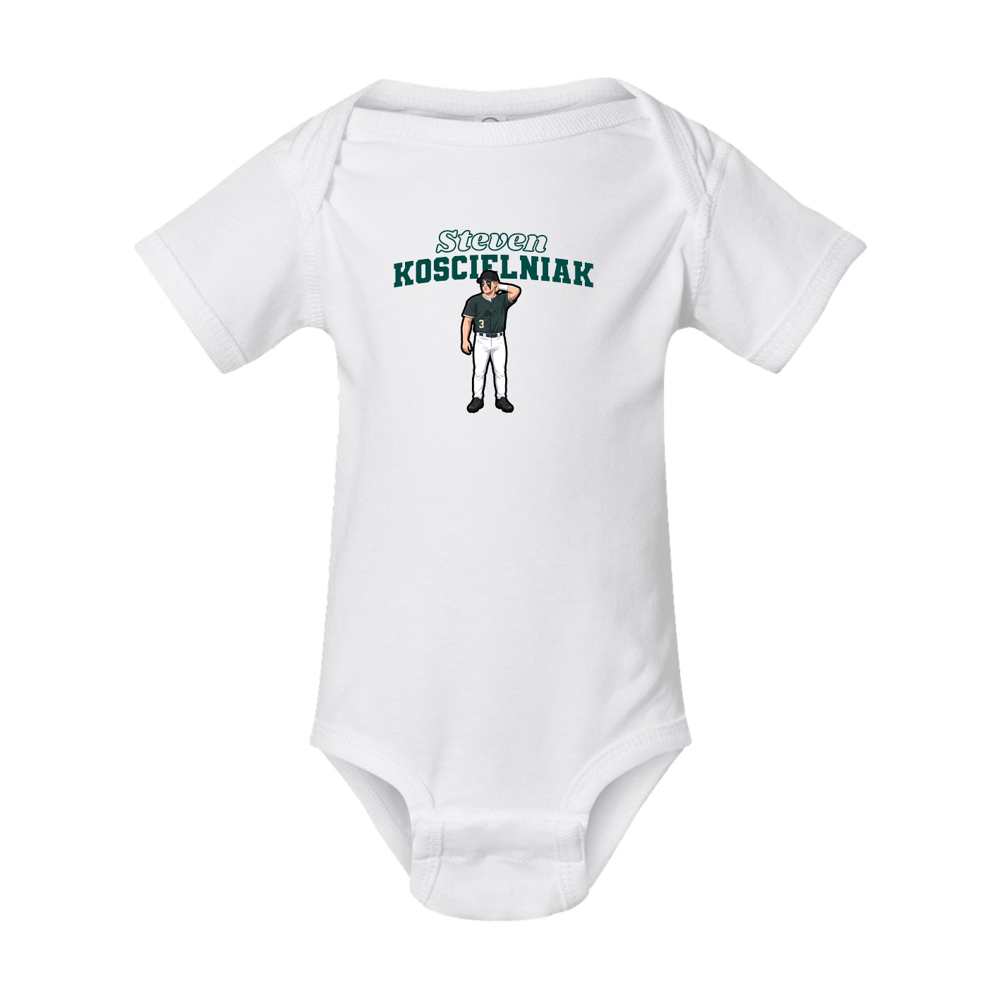 Baby Onesie — Name Arch in White