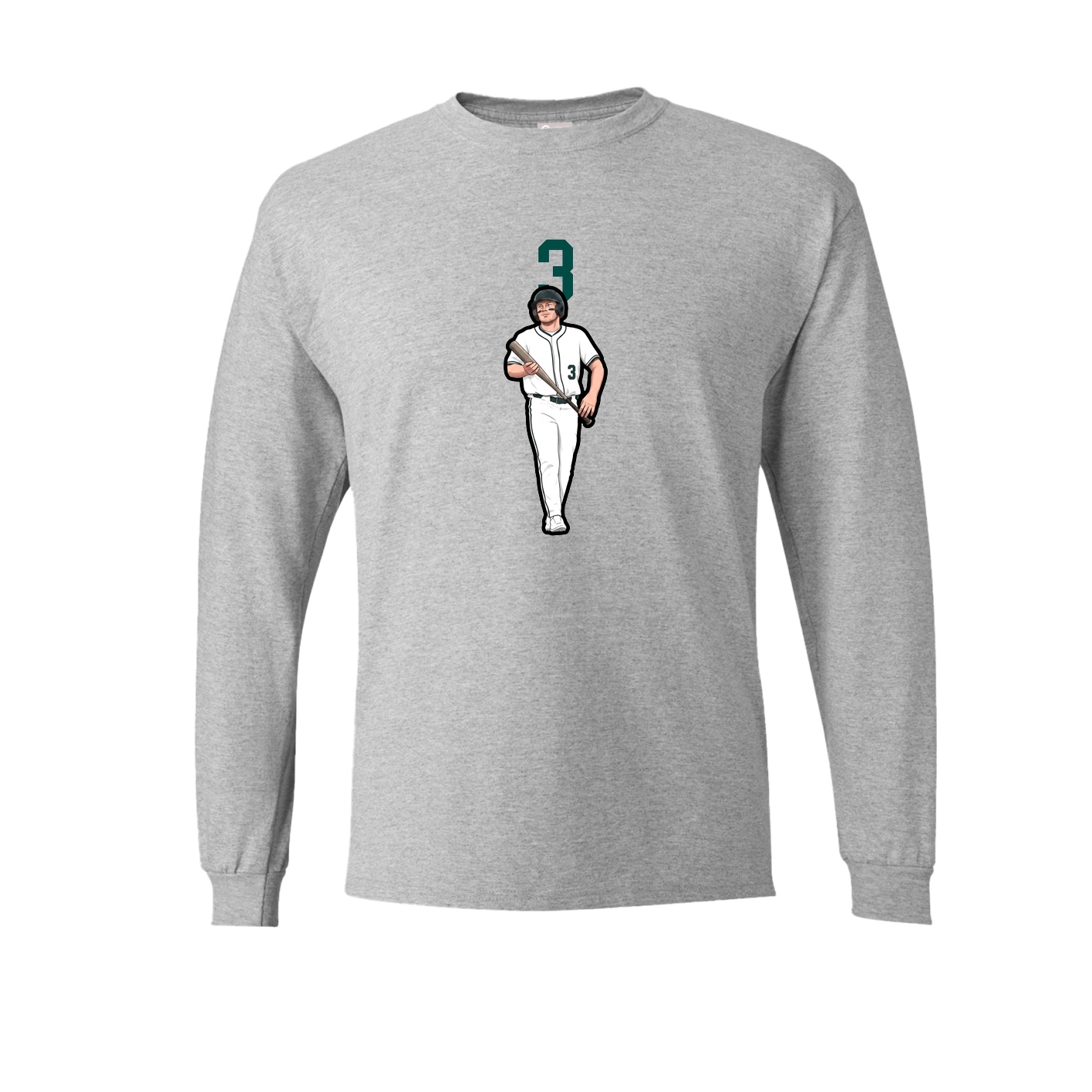 Long Sleeve Tee — Number Top in Grey