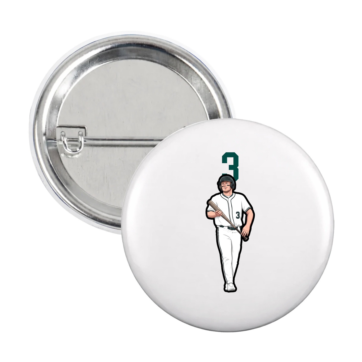 Game Day Button — Number Top in White