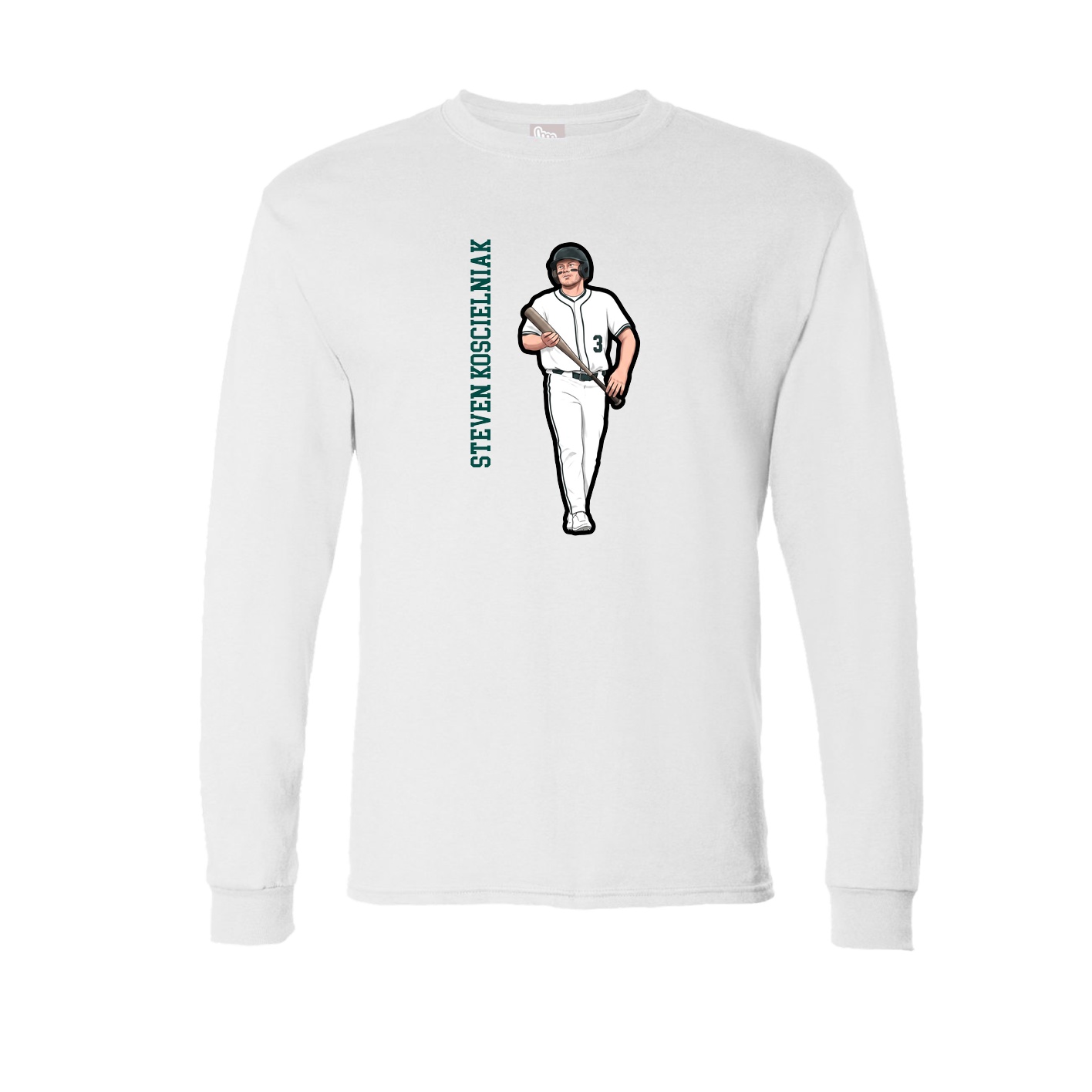 Long Sleeve Tee — Name Vertical in White
