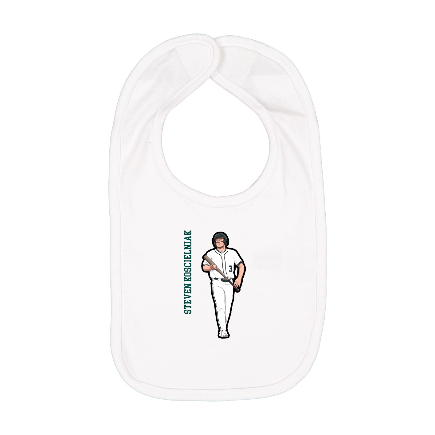 Infant Bib — Name Vertical in White