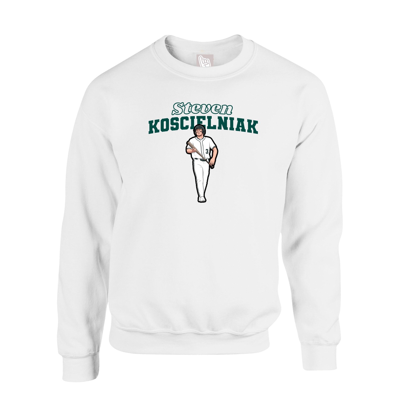 Fleece Crew — Name Arch in White