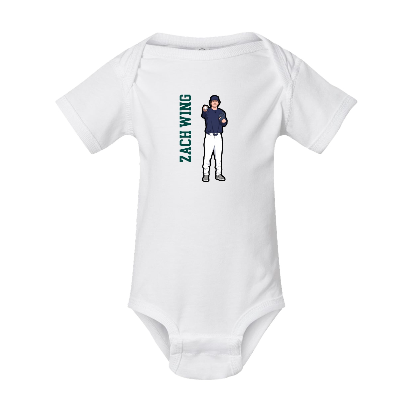Baby Onesie — Name Vertical in White