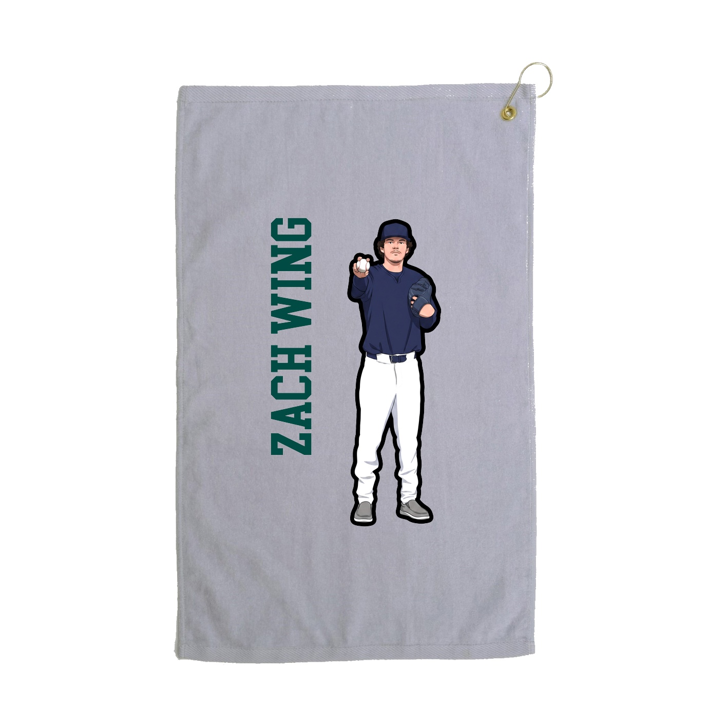 Golf Towel — Name Vertical in Grey
