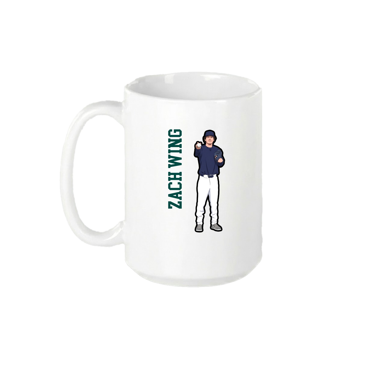 15oz Coffee Mug — Name Vertical in White