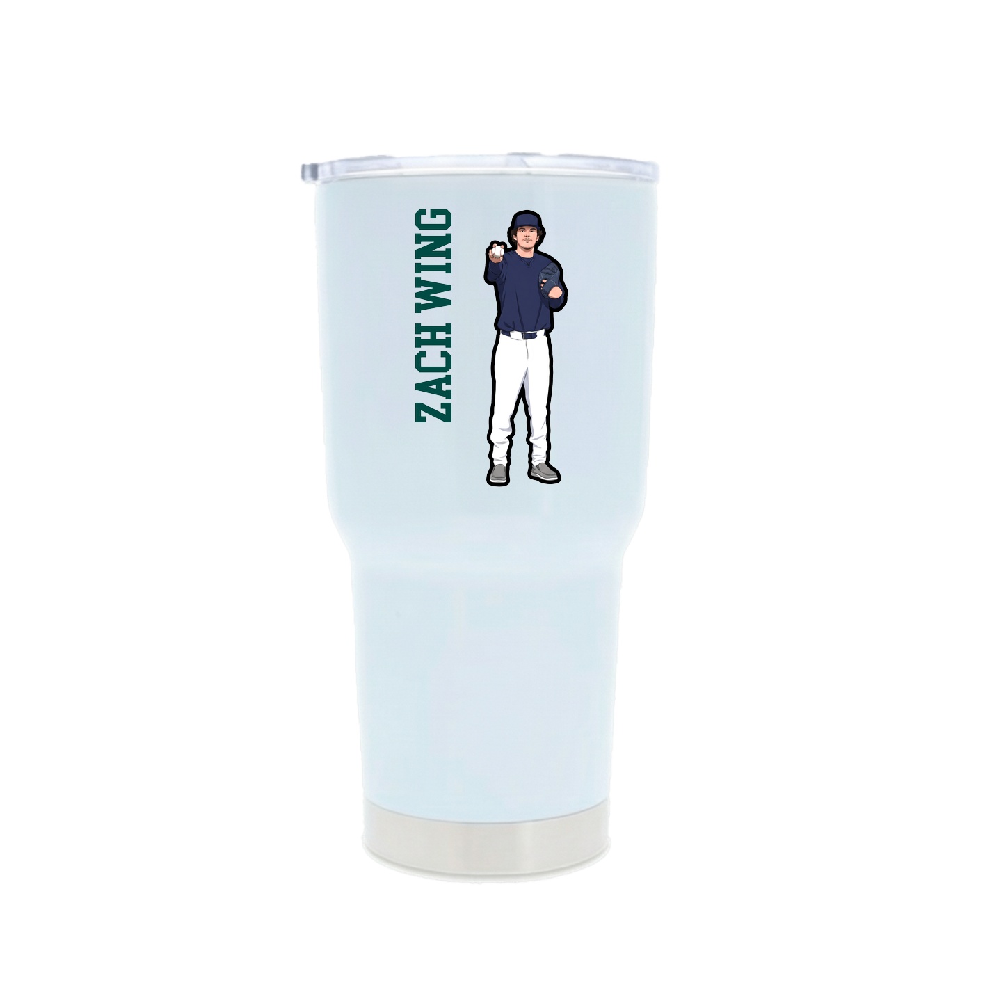 30oz Stainless Steel Tumbler — Name Vertical in White