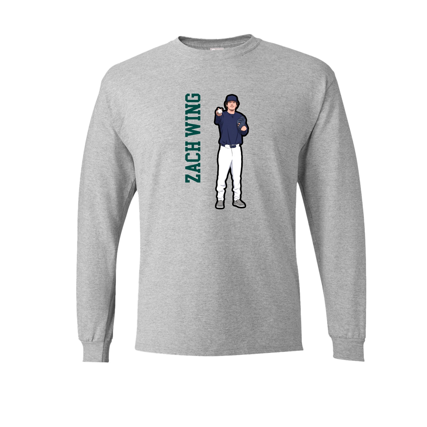 Long Sleeve Tee — Name Vertical in Grey