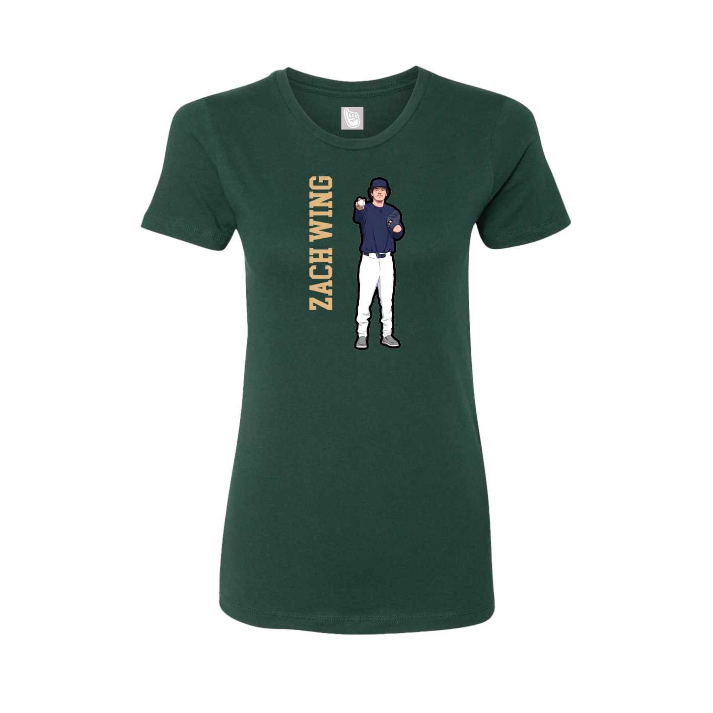 Fitted Women's Tee — Name Vertical in Green