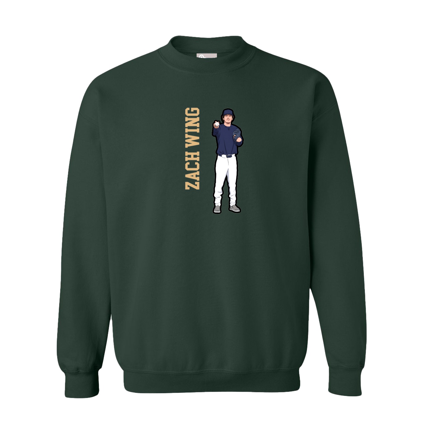 Fleece Crew — Name Vertical in Green