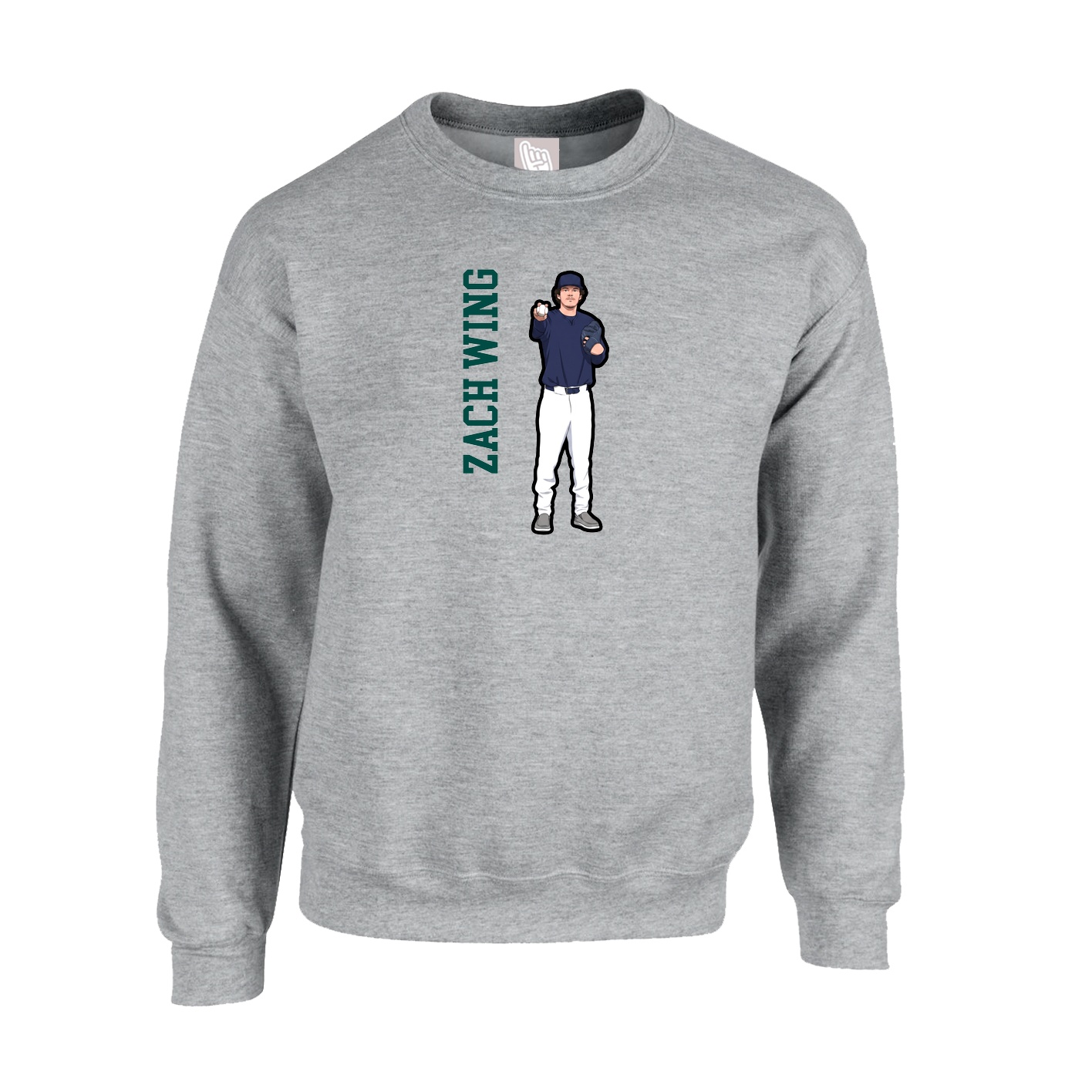 Fleece Crew — Name Vertical in Grey