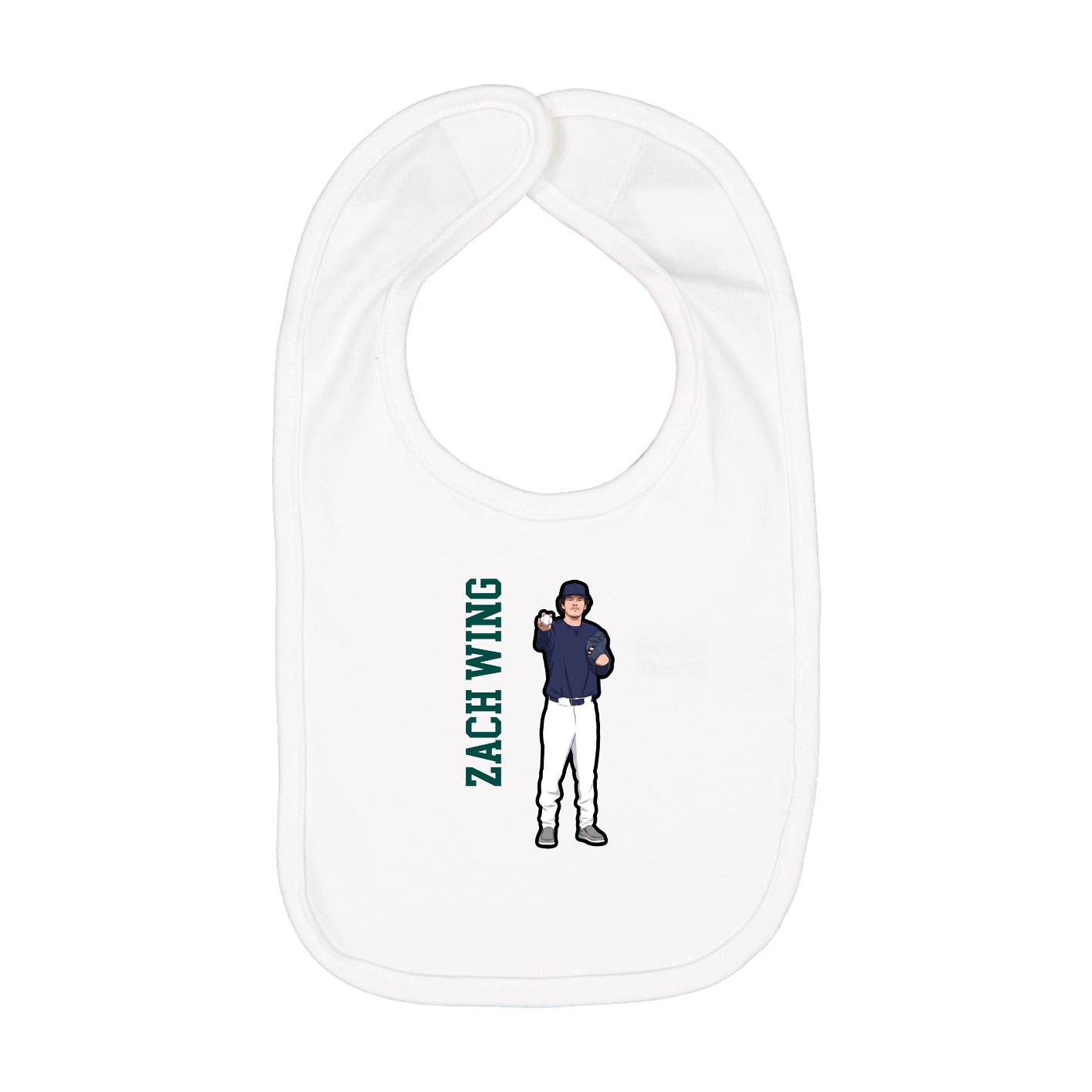 Infant Bib — Name Vertical in White