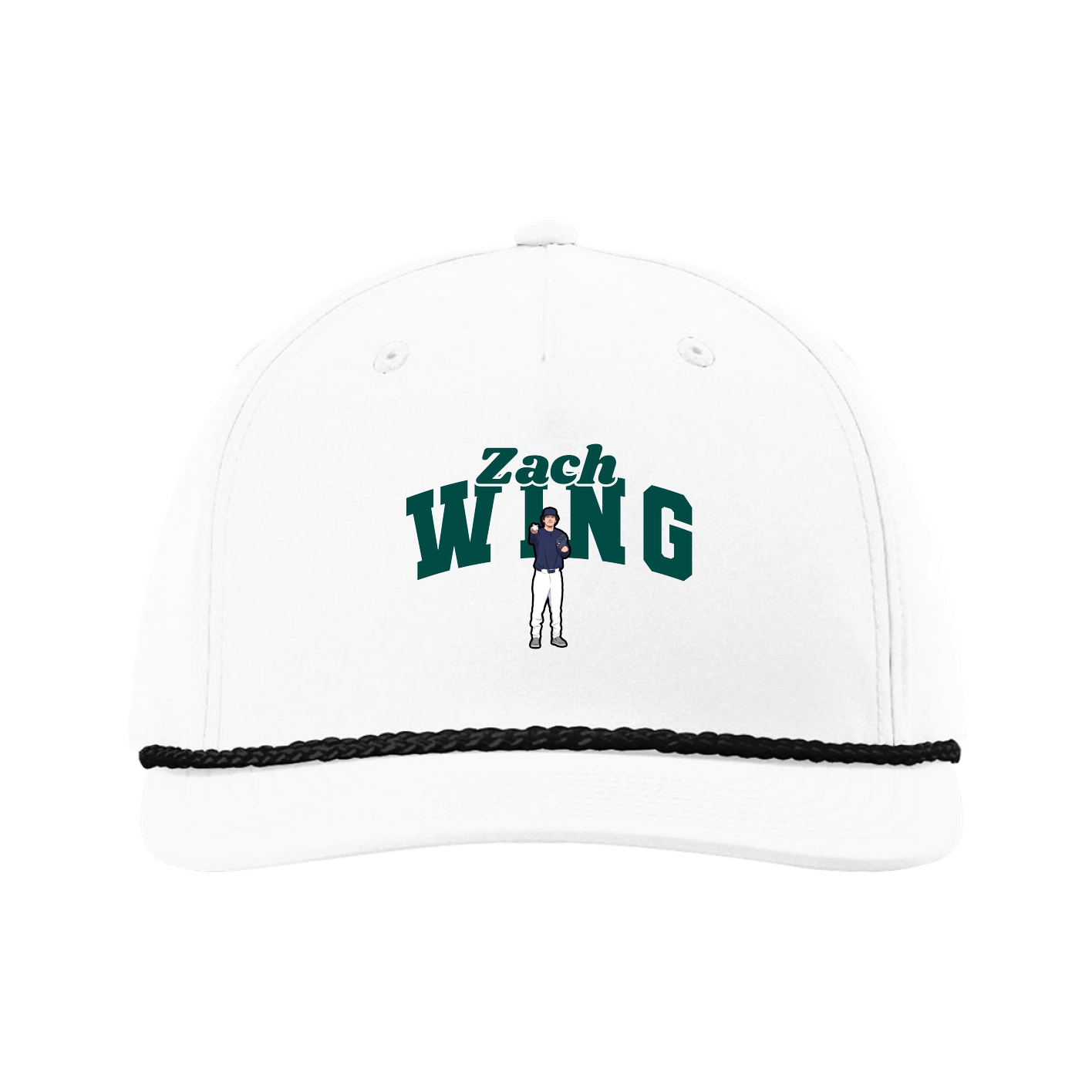 Five-Panel Classic Rope Cap — Signature Arch in White