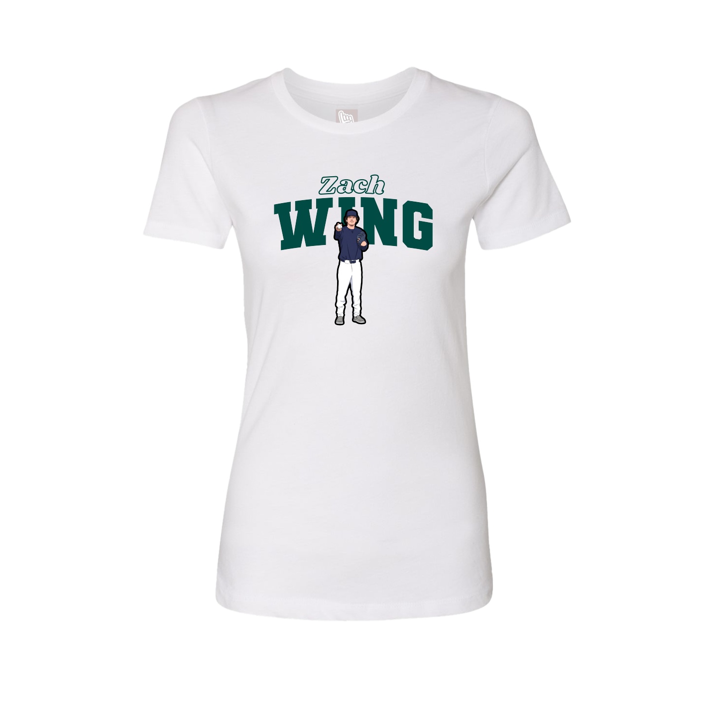 Fitted Women's Tee — Name Arch in White