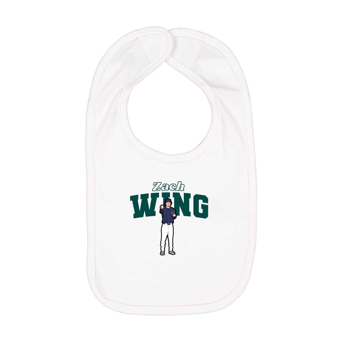 Infant Bib — Name Arch in White