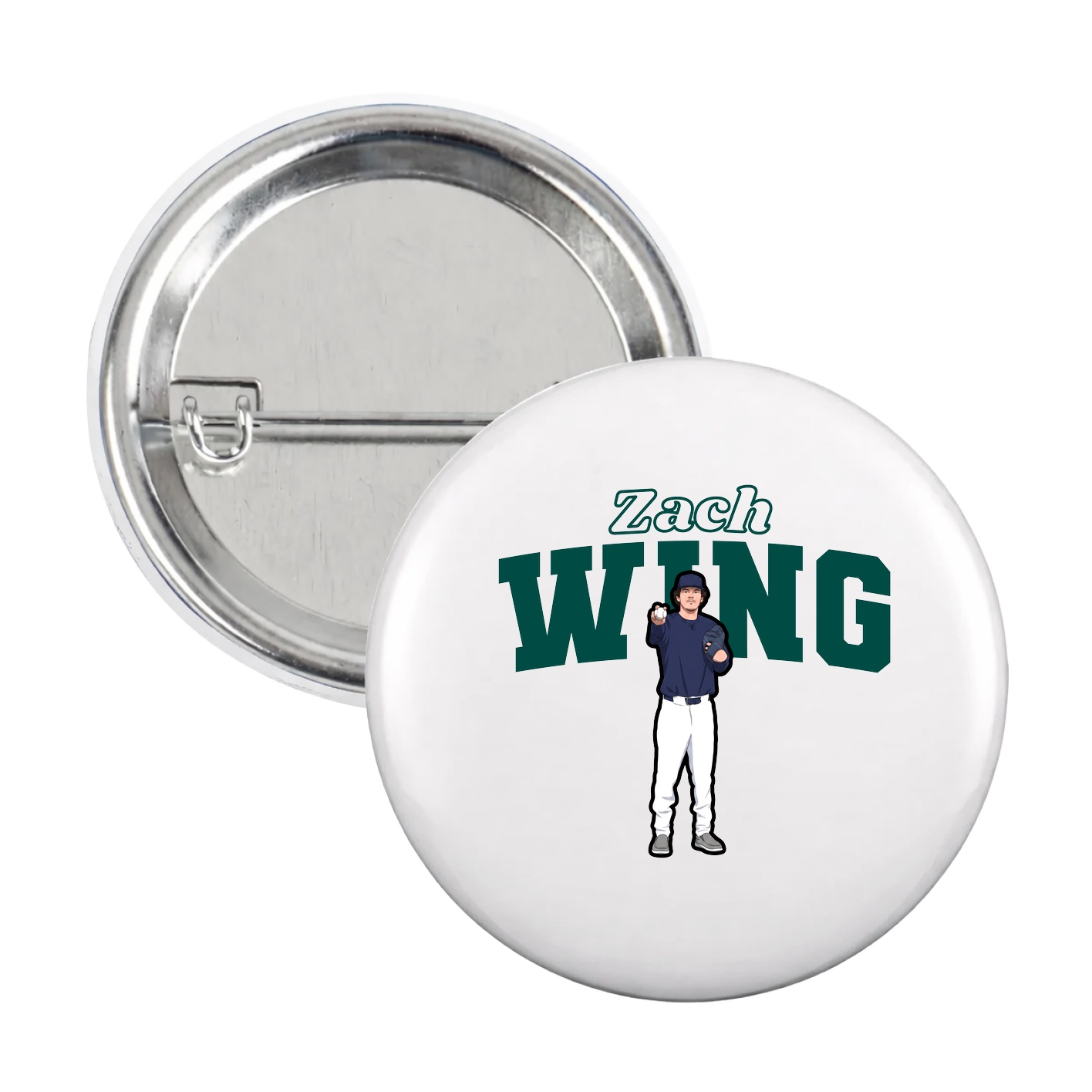 Game Day Button — Name Arch in White