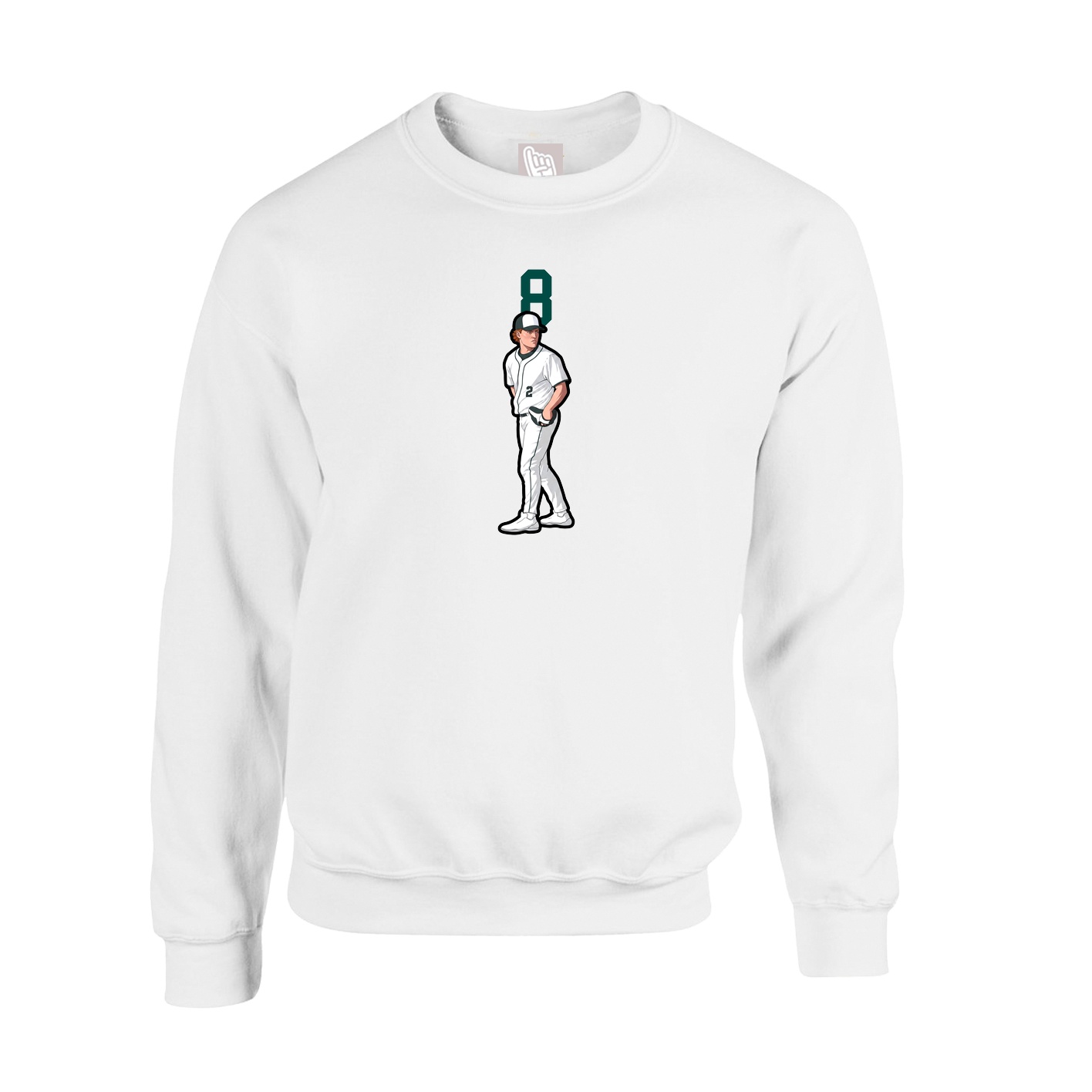 Fleece Crew — Number Top in White