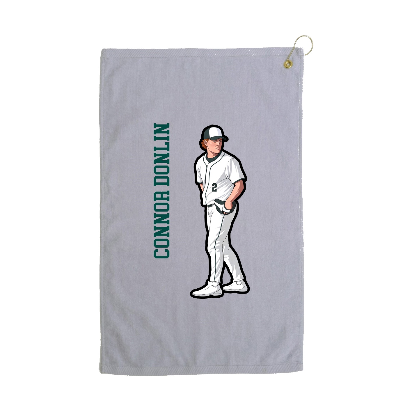 Golf Towel — Name Vertical in Grey