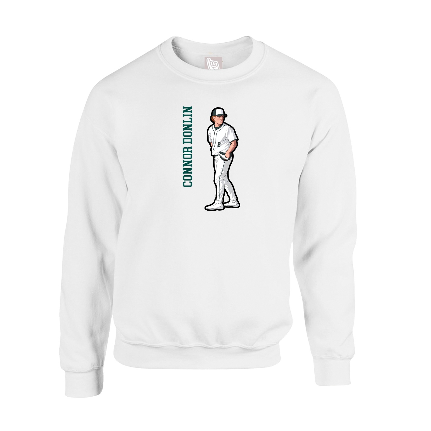 Fleece Crew — Name Vertical in White