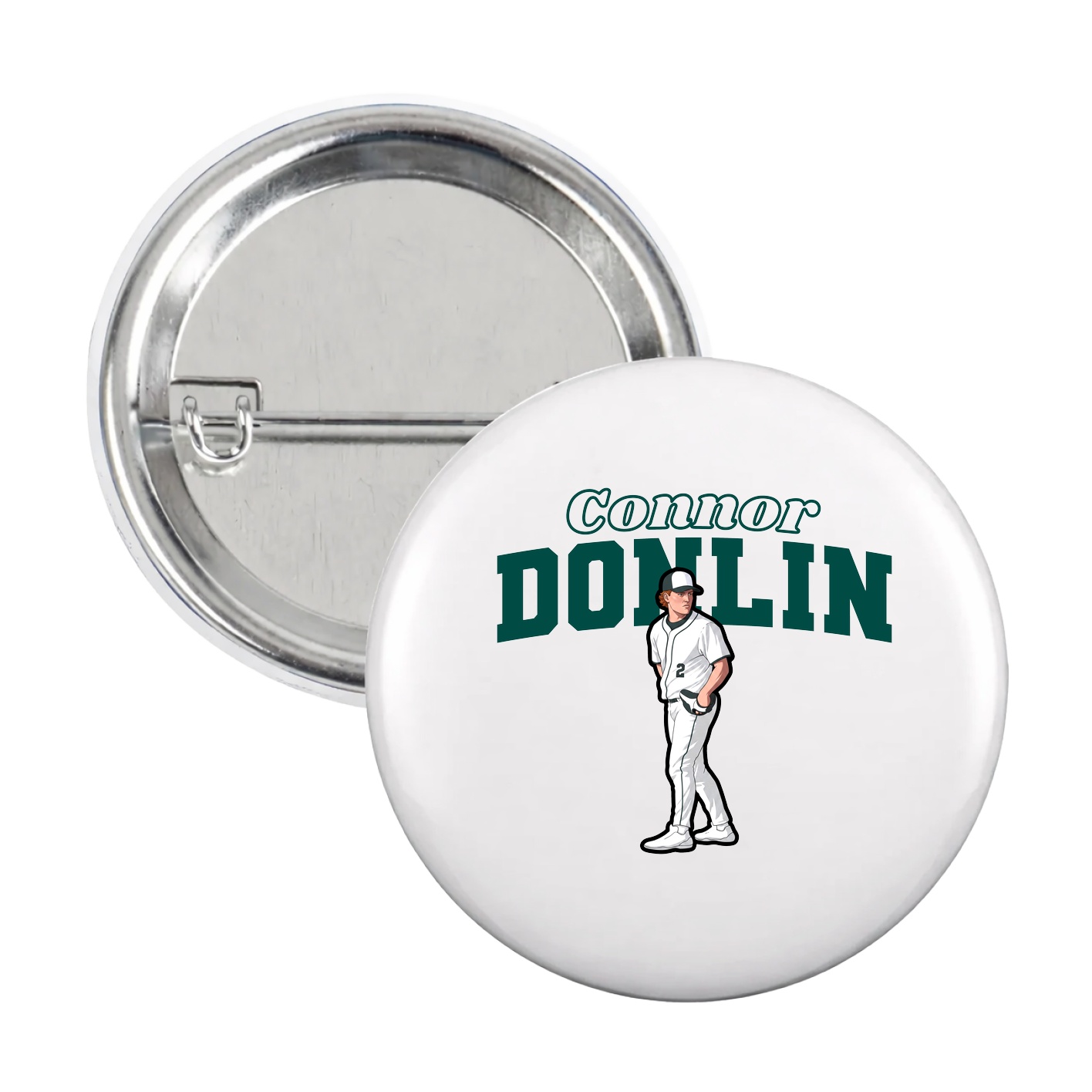 Game Day Button — Name Arch in White