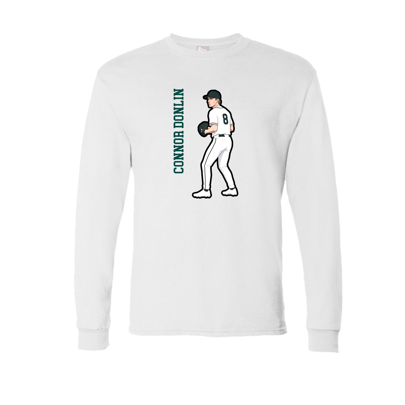 Long Sleeve Tee — Name Vertical in White