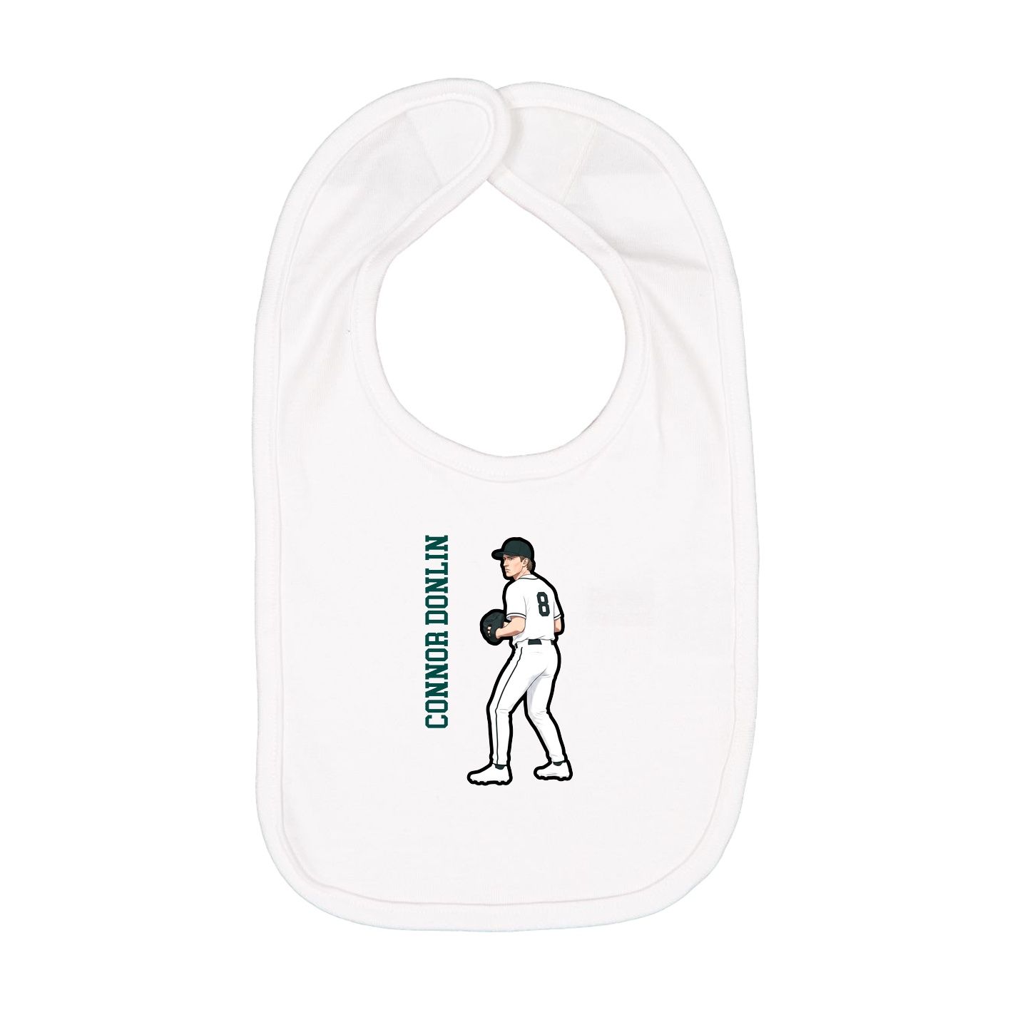 Infant Bib — Name Vertical in White