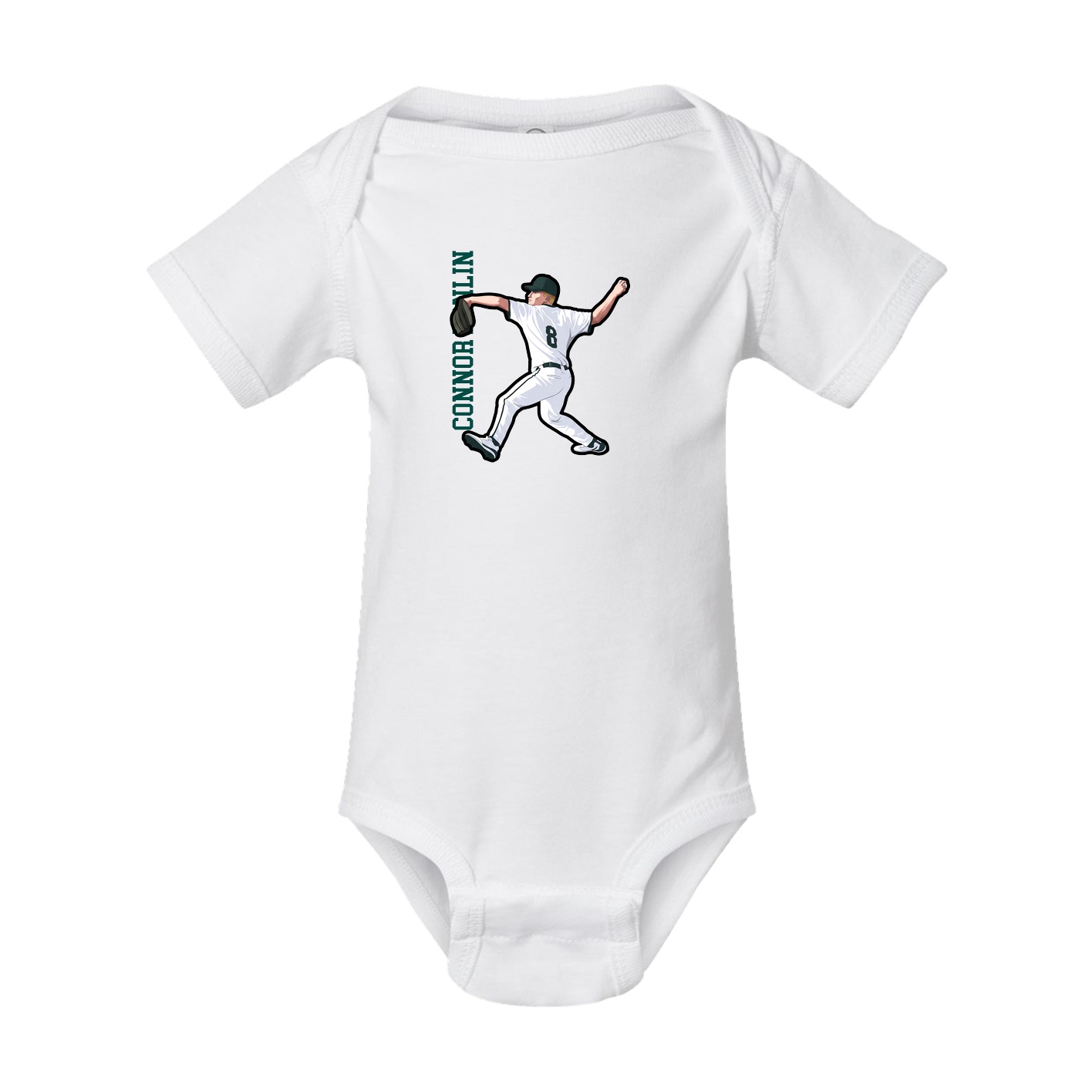 Baby Onesie — Name Vertical in White