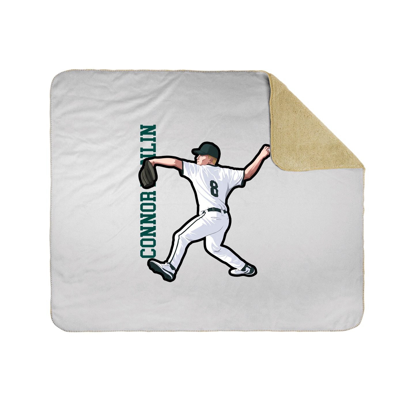Throw Blanket — Name Vertical in White