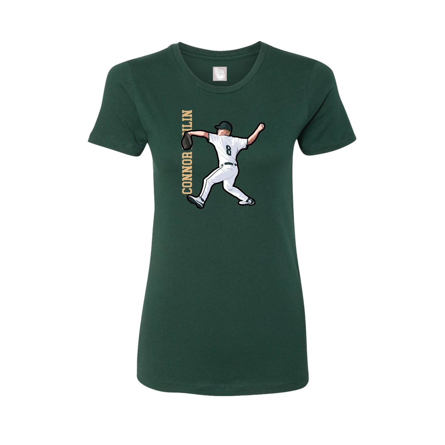 Fitted Women's Tee — Name Vertical in Green