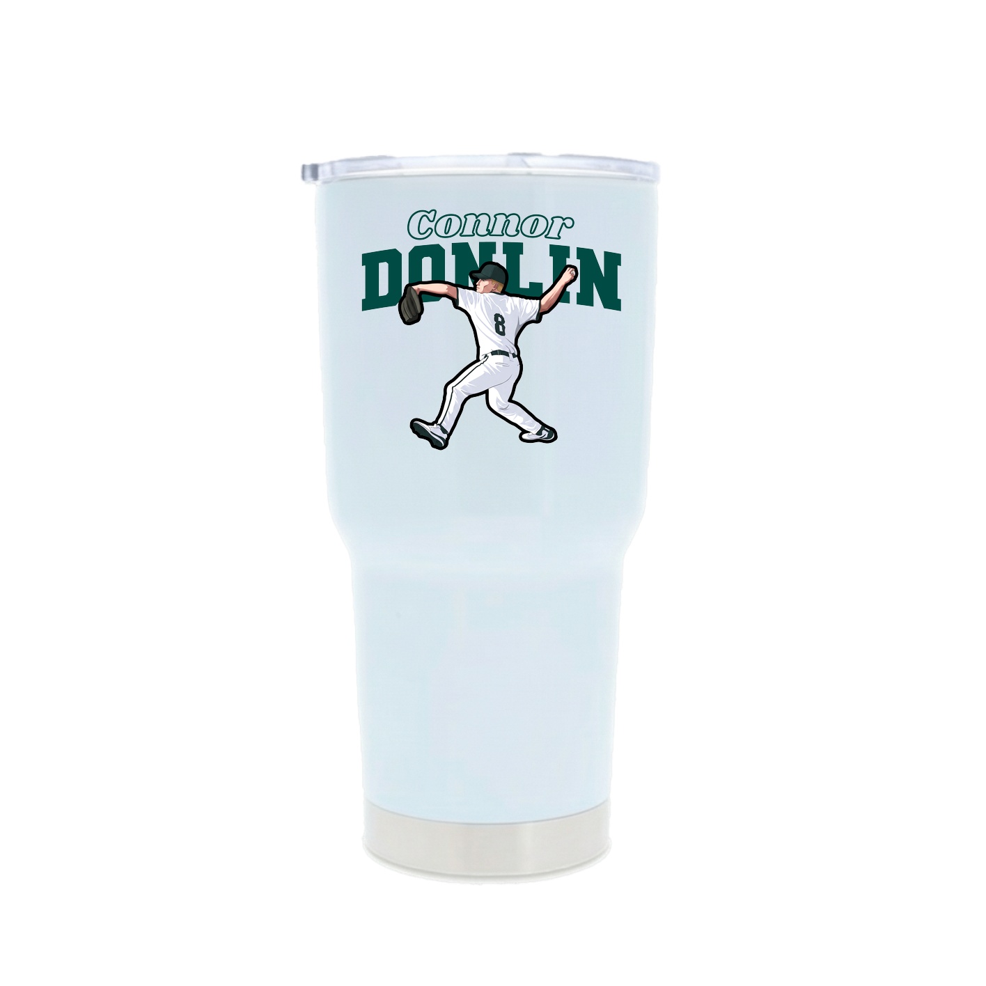 30oz Stainless Steel Tumbler — Name Arch in White